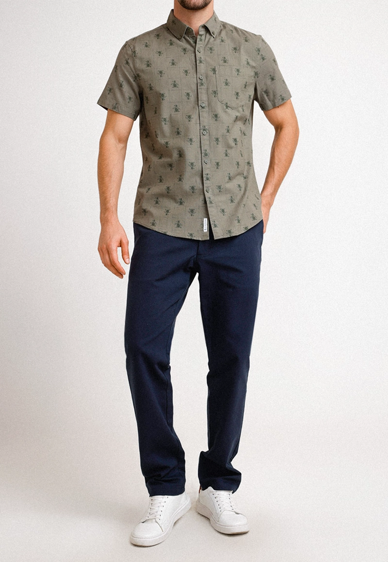 CAMISA ALGODÓN HOMBRE ORIGINAL PENGUIN MILITAR ESTAMPADO - 4