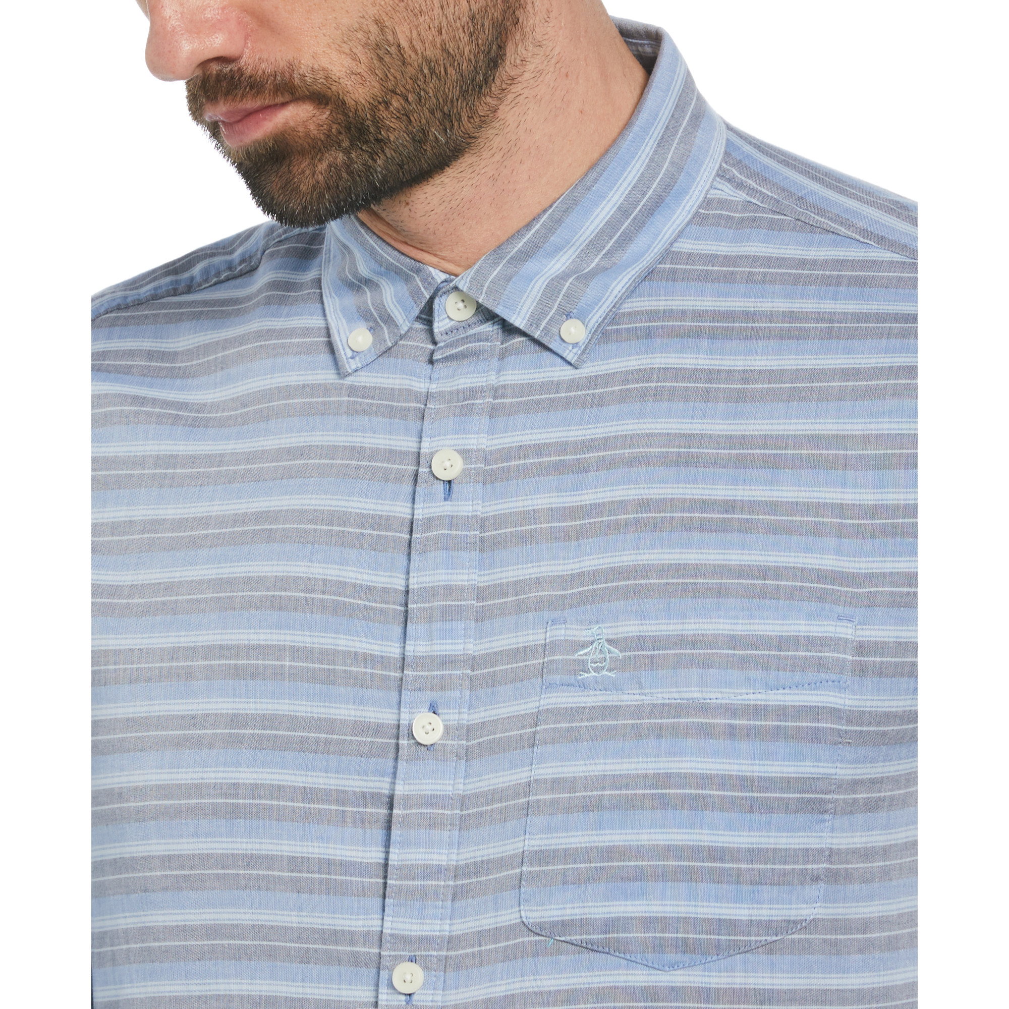 CAMISA ALGODÓN HOMBRE ORIGINAL PENGUIN AZUL RAYAS - 3