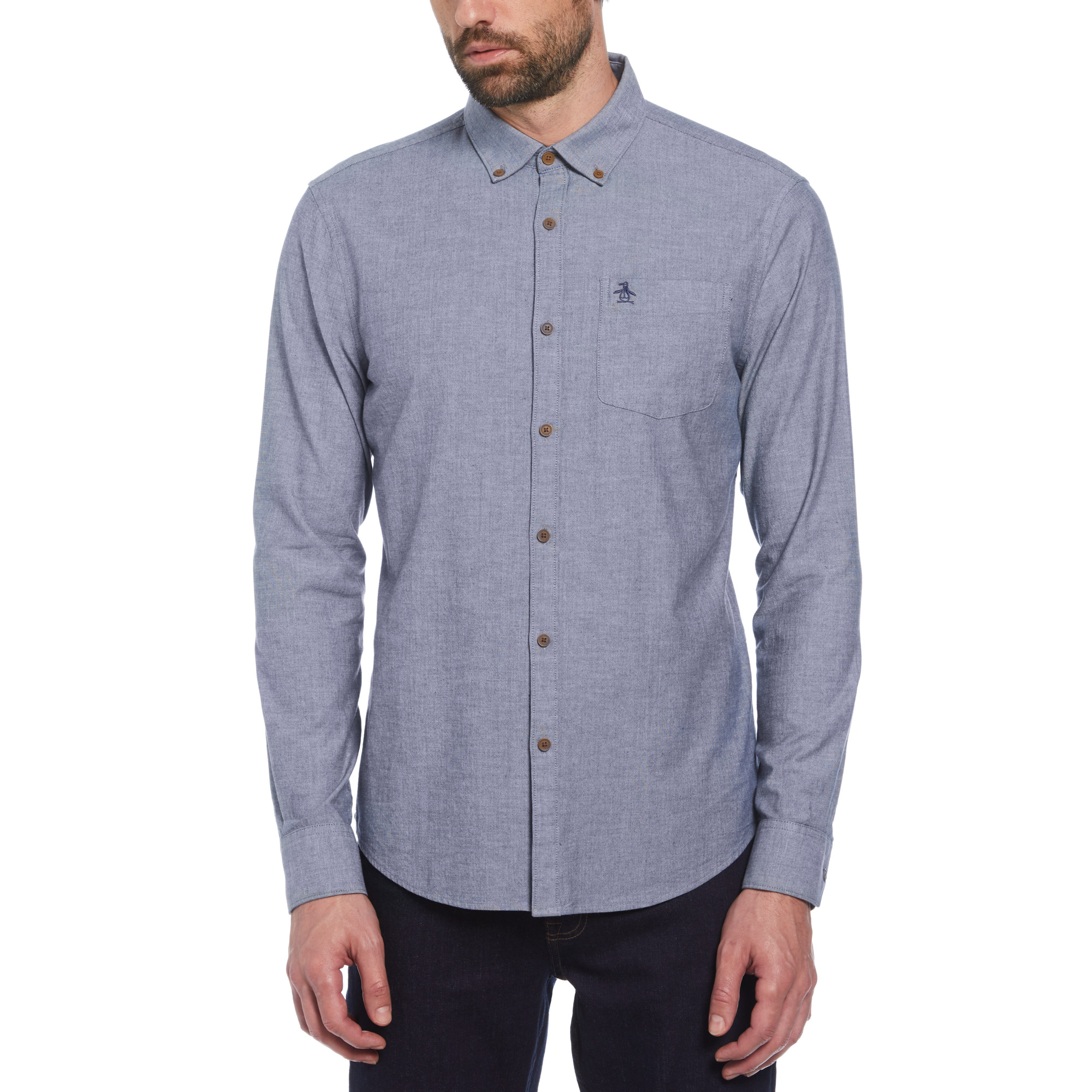 CAMISA ALGODÓN HOMBRE ORIGINAL PENGUIN AZUL CHAMBRAY - 1