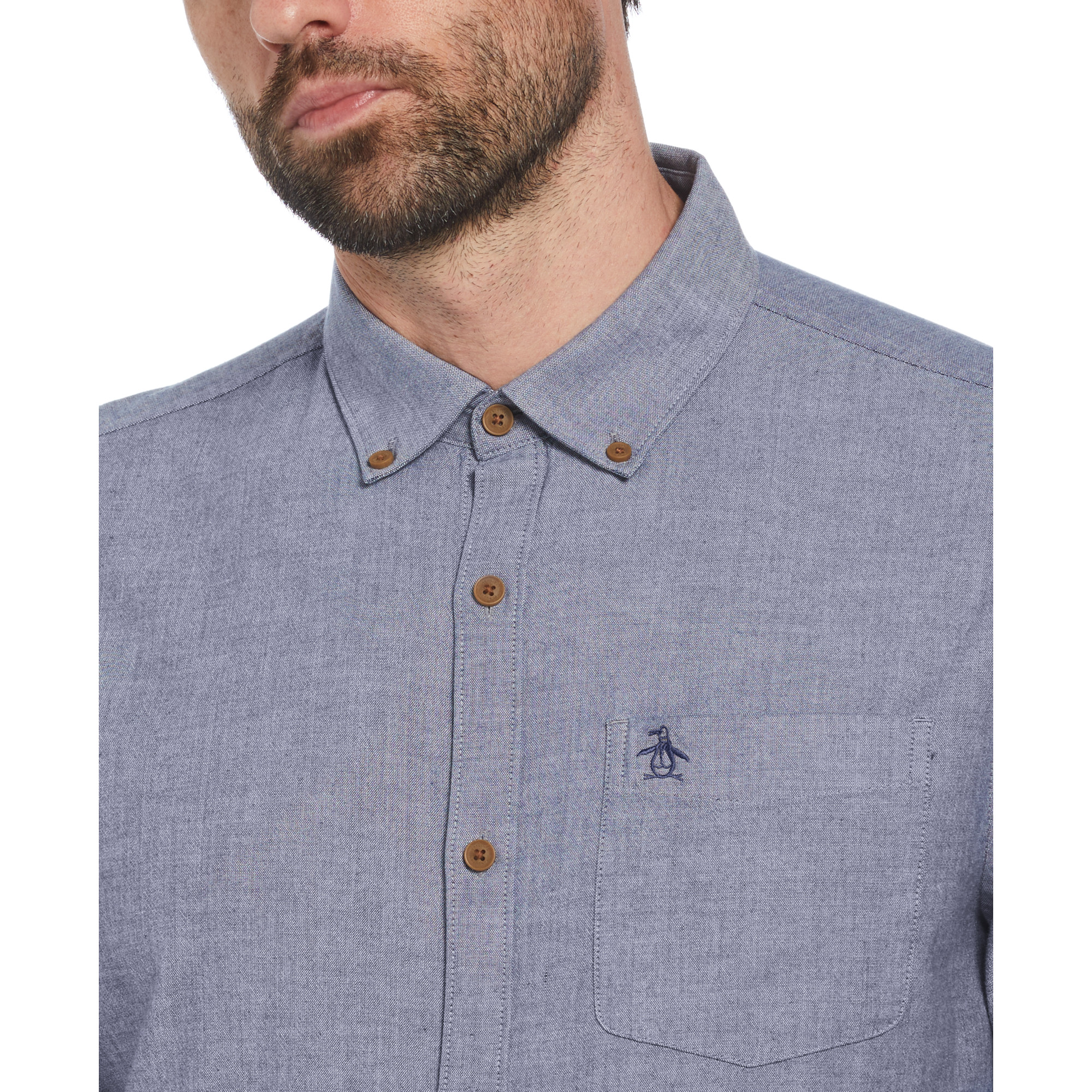 CAMISA ALGODÓN HOMBRE ORIGINAL PENGUIN AZUL CHAMBRAY - 3