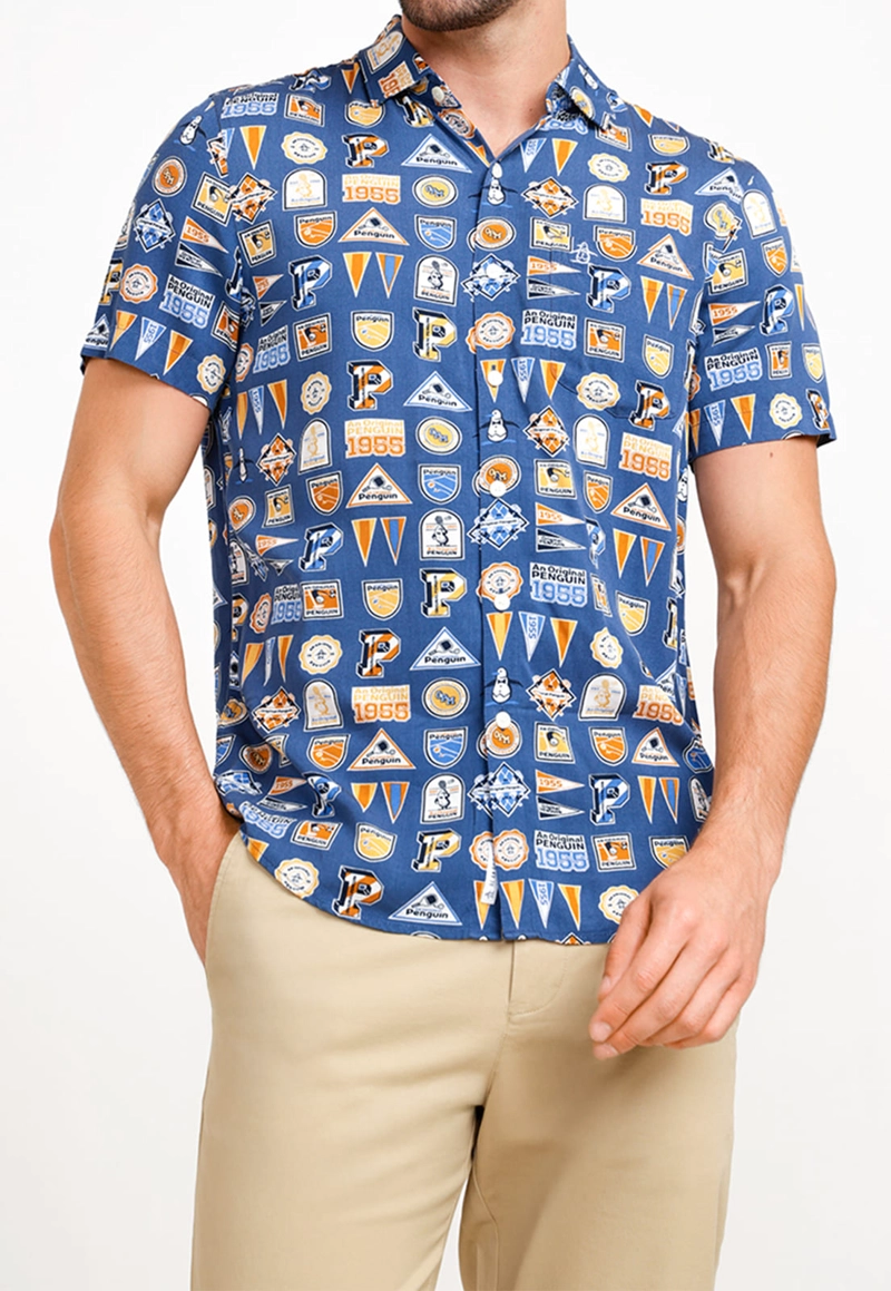 CAMISA HOMBRE ORIGINAL PENGUIN AZUL LENZING TM ECOVERO ESTAMPADO - 1