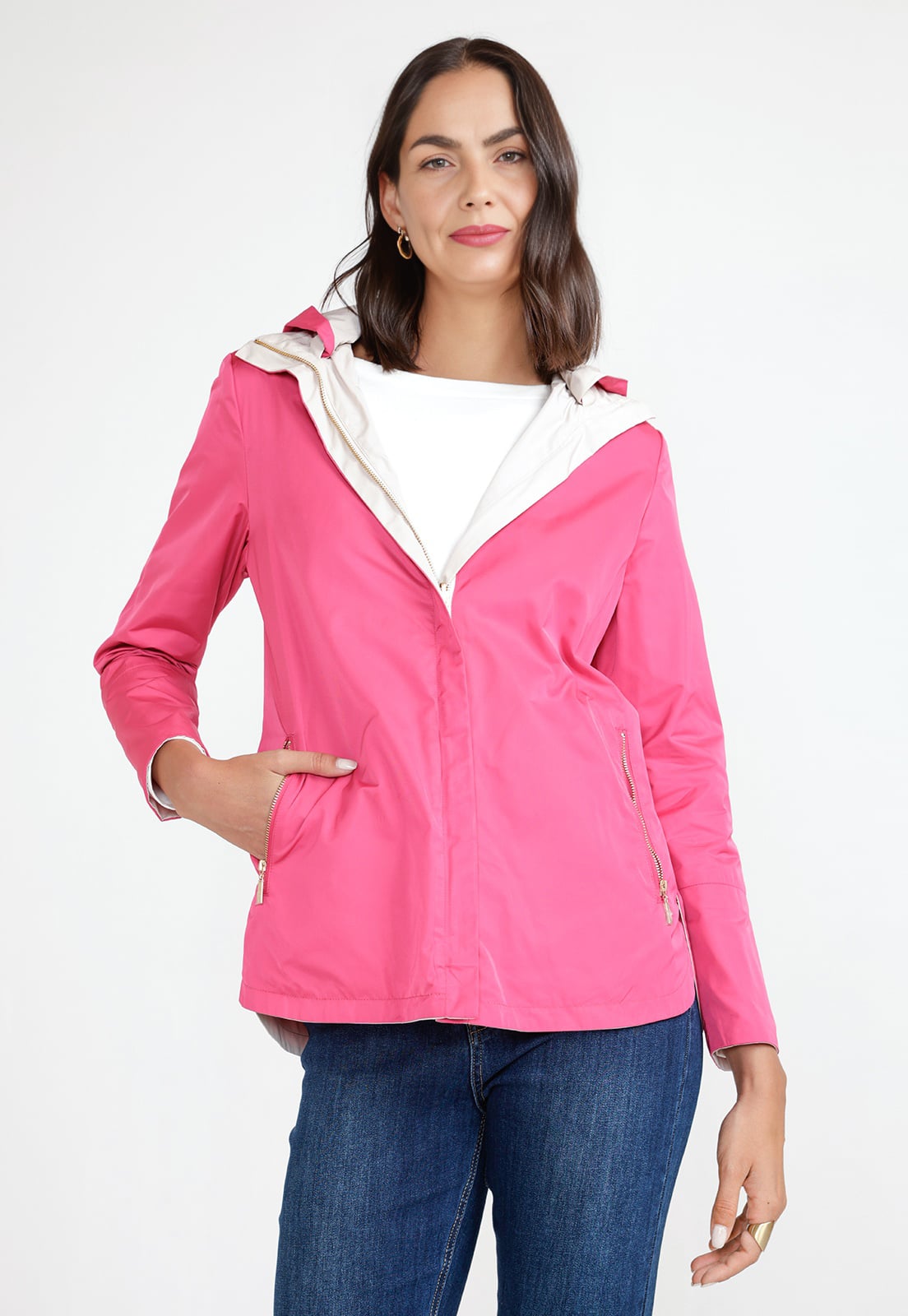 CHAQUETA MUJER REVERSIBLE EVA CREMA/FUCSIA - 2