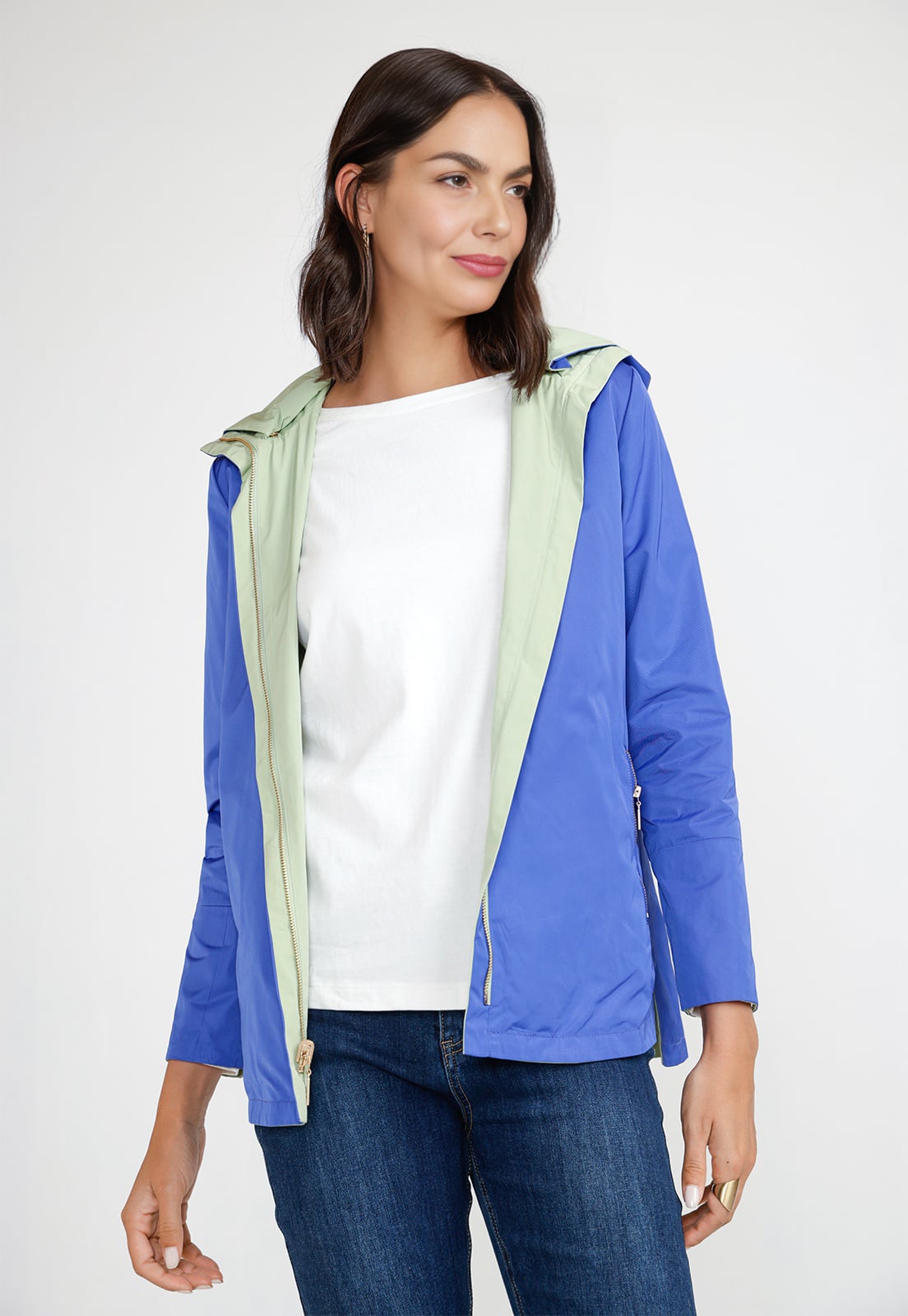 CHAQUETA MUJER REVERSIBLE EVA VERDE/AZULINO - 1