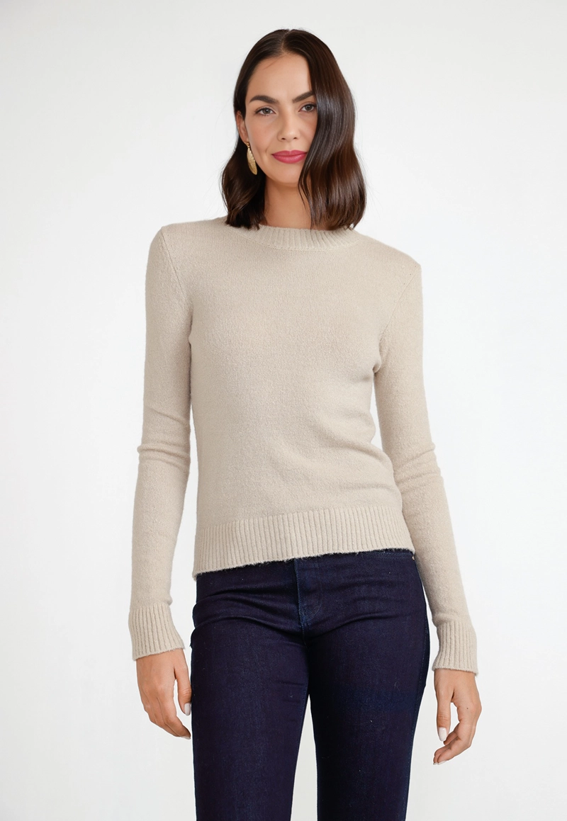 SWEATER MUJER ACRILICO BEIGE - 1