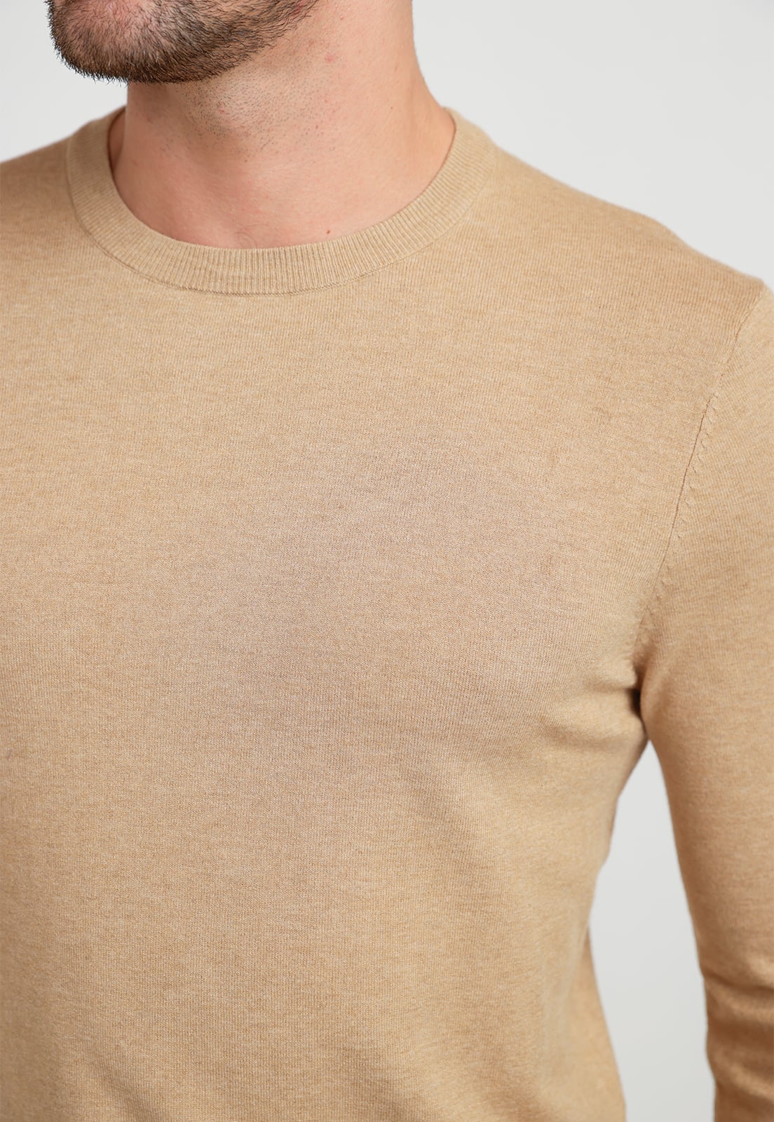 SWEATER HOMBRE CUELLO REDONDO CAMEL - 3