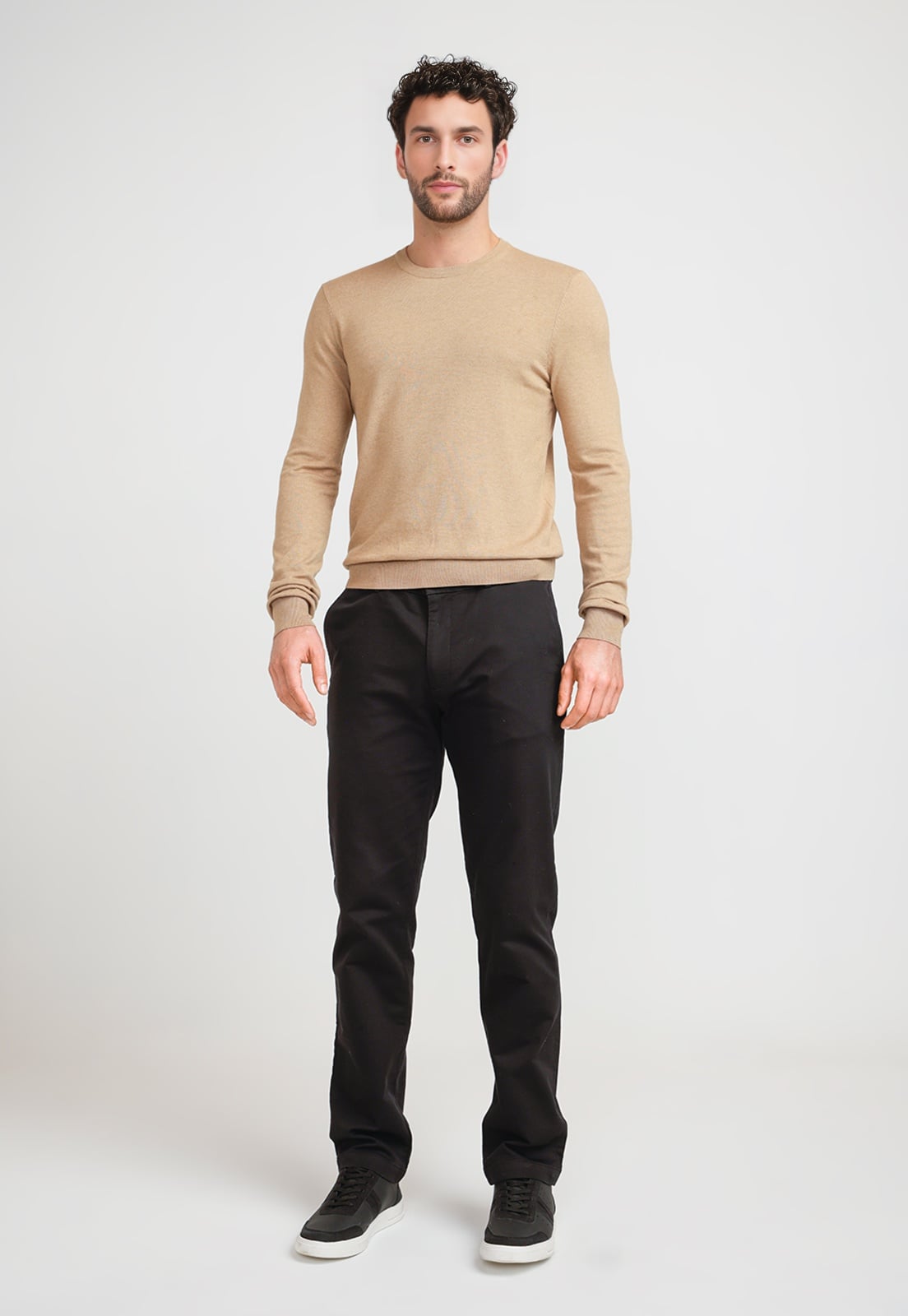 SWEATER HOMBRE CUELLO REDONDO CAMEL - 4