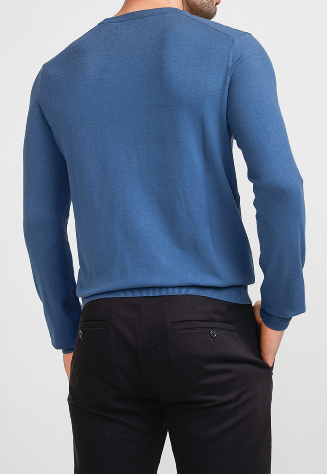 SWEATER HOMBRE CUELLO REDONDO AZUL PIEDRA - 2