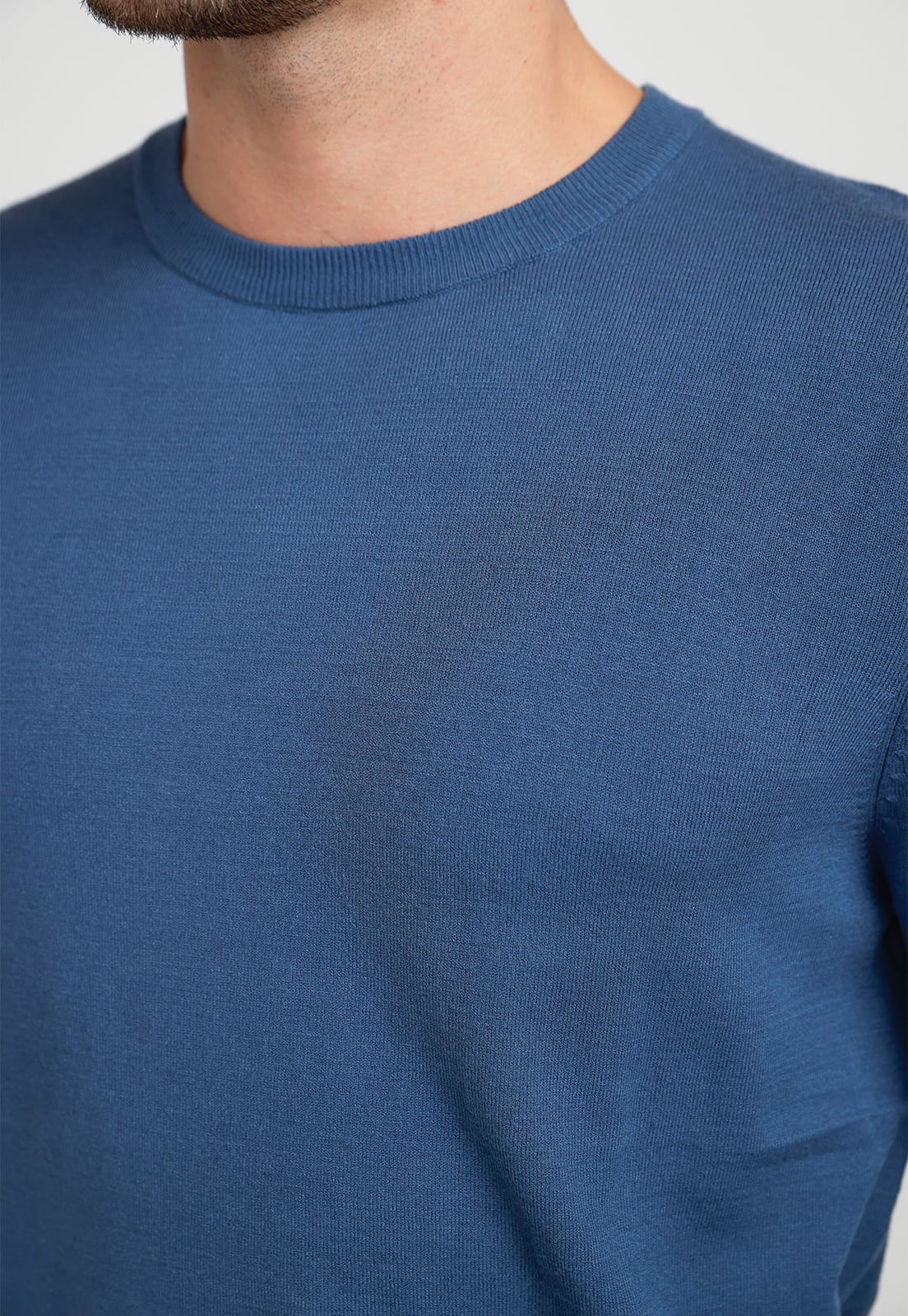 SWEATER HOMBRE CUELLO REDONDO AZUL PIEDRA - 3