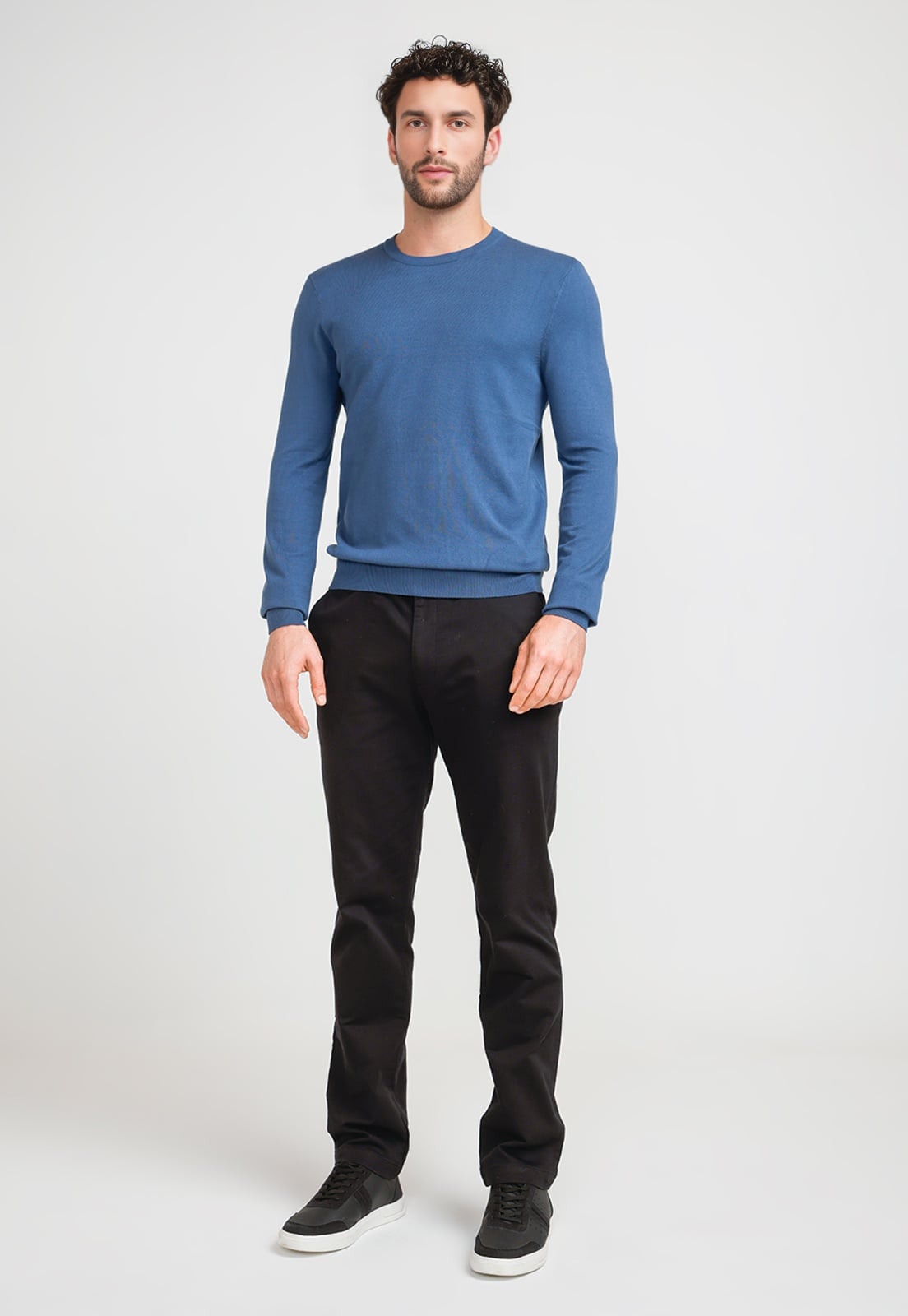 SWEATER HOMBRE CUELLO REDONDO AZUL PIEDRA - 4