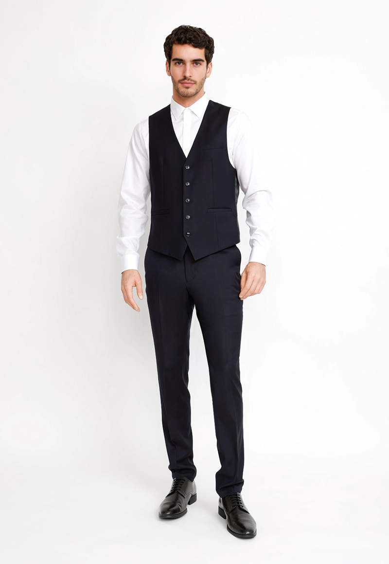 GILET FORMAL HOMBRE SUIT SEPARATE WASHABLE VEST NEGRO - 4