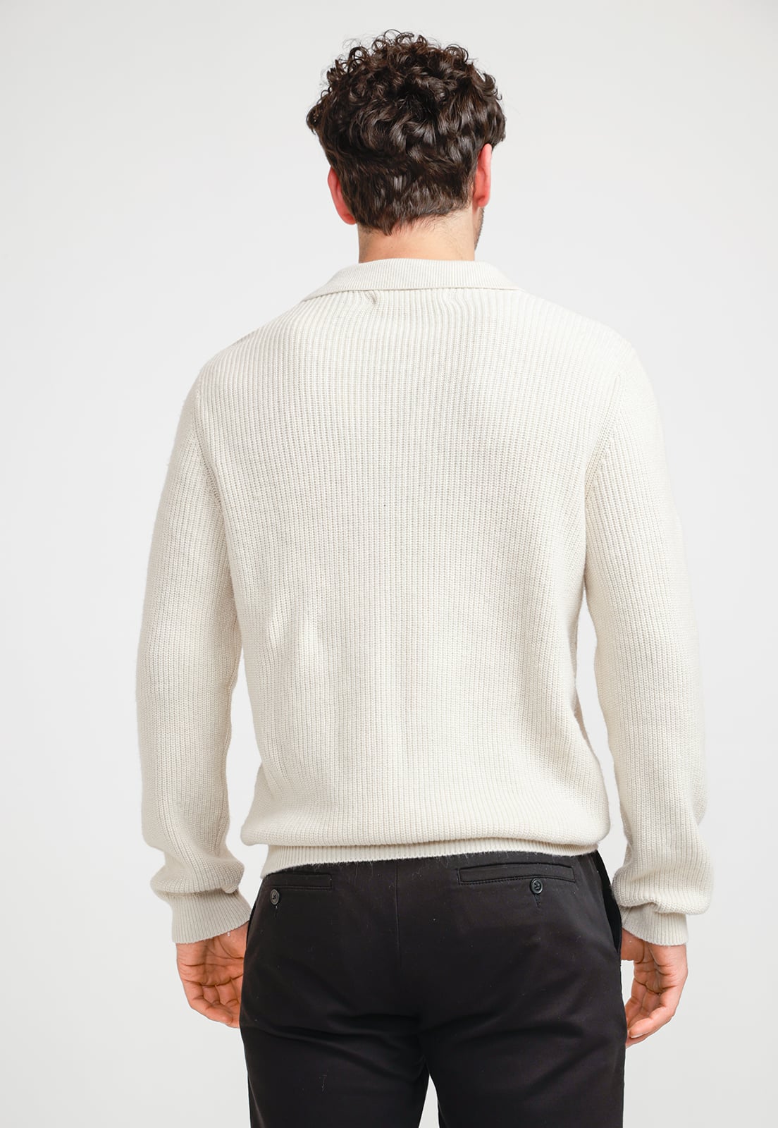 SWEATER HOMBRE CUELLO POLO AVENA - 2