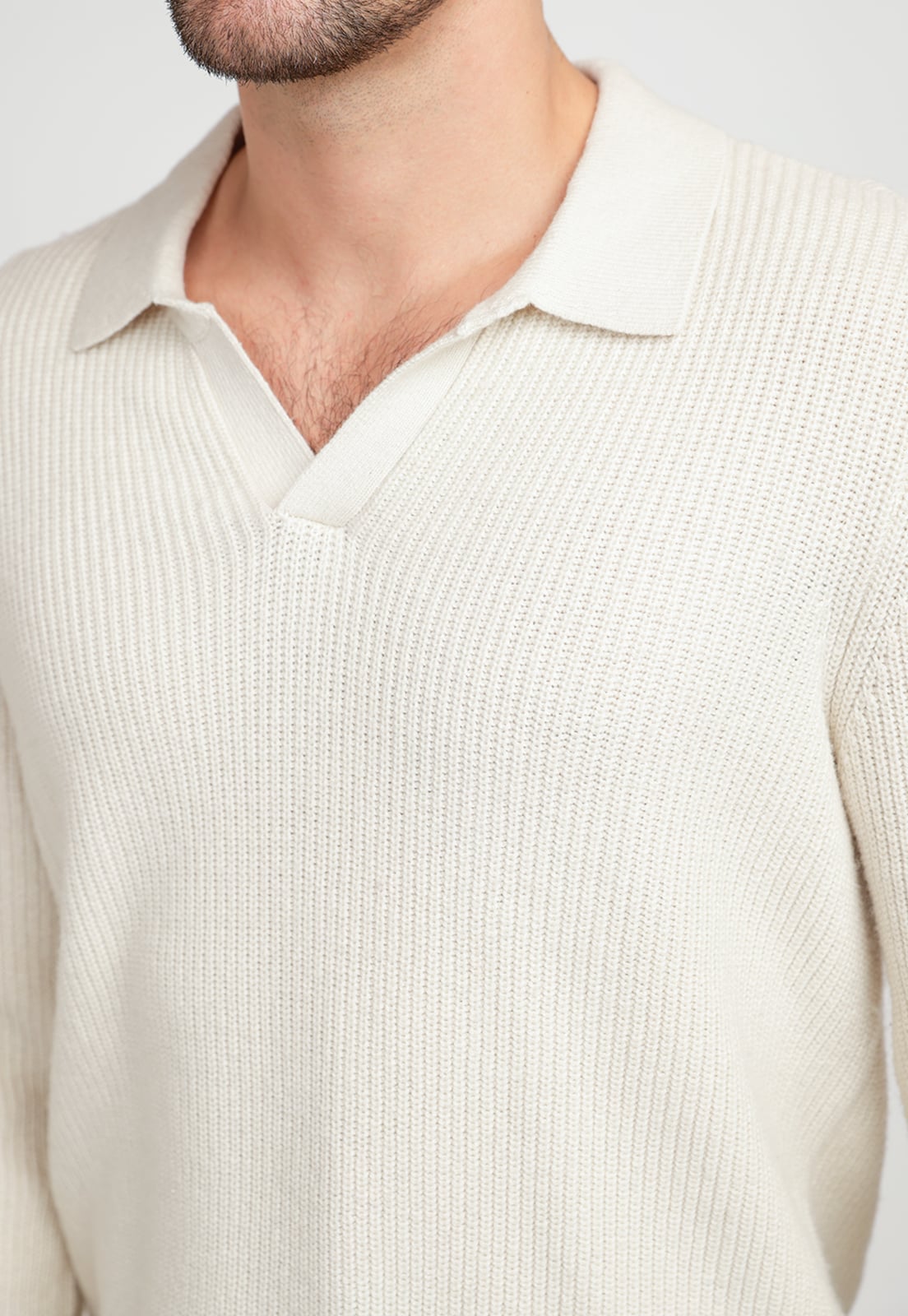 SWEATER HOMBRE CUELLO POLO AVENA - 3