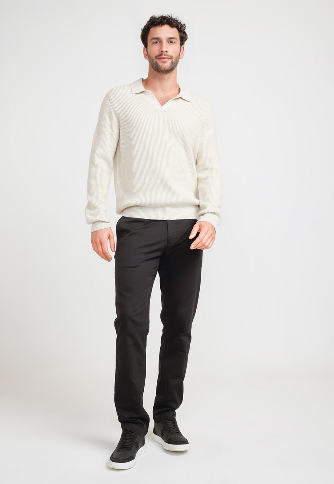 SWEATER HOMBRE CUELLO POLO AVENA - 4