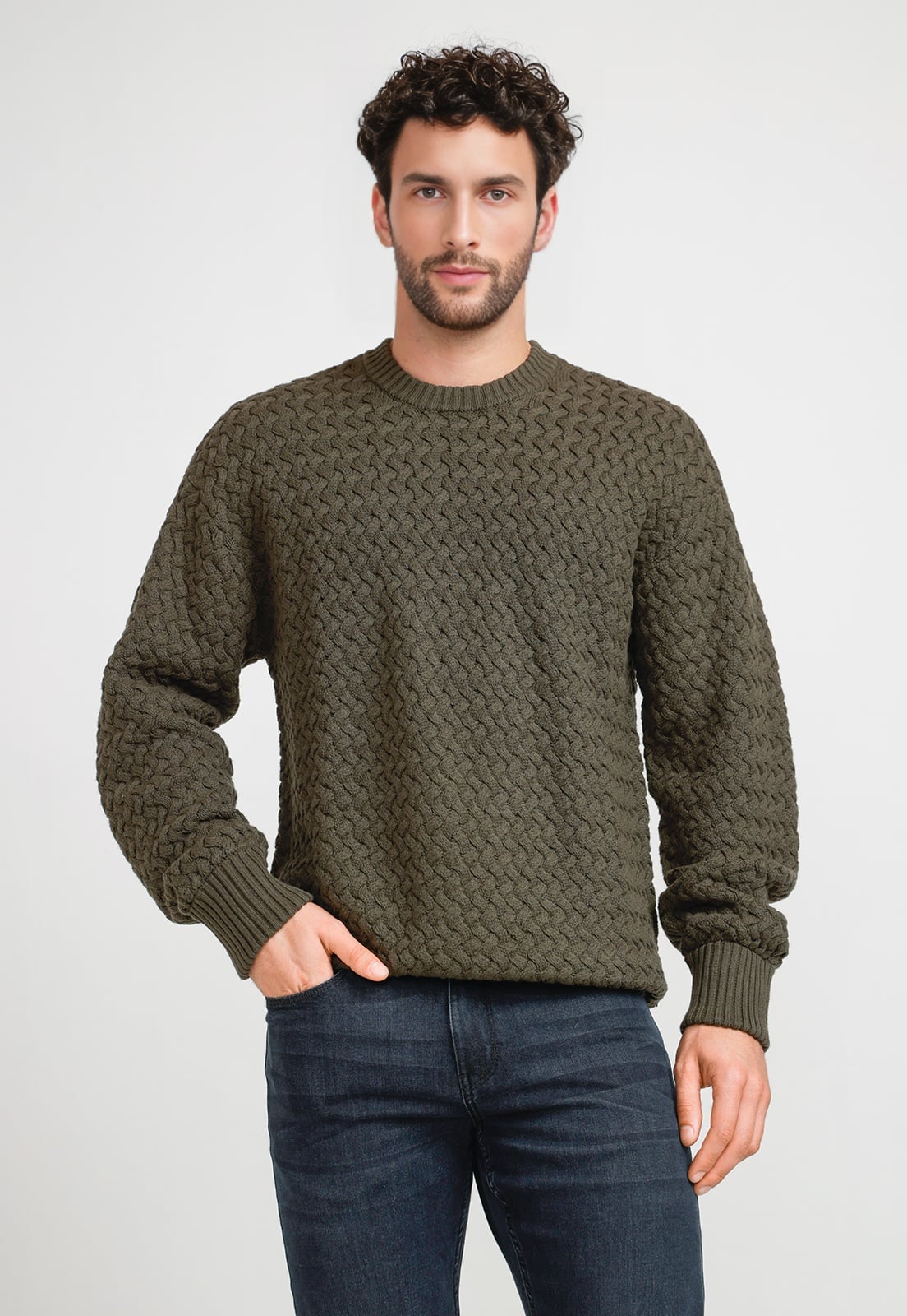 SWEATER HOMBRE CUELLO POLO MILITAR - 1