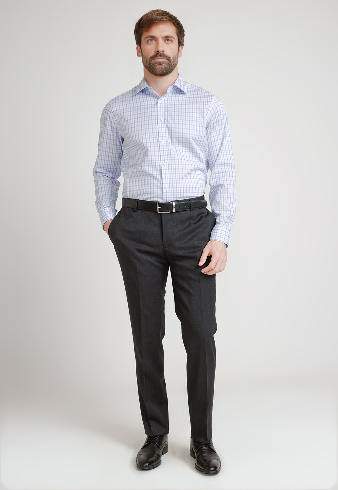 CAMISA HOMBRE FORMAL TRAVEL BLANCO/CELESTE - 4