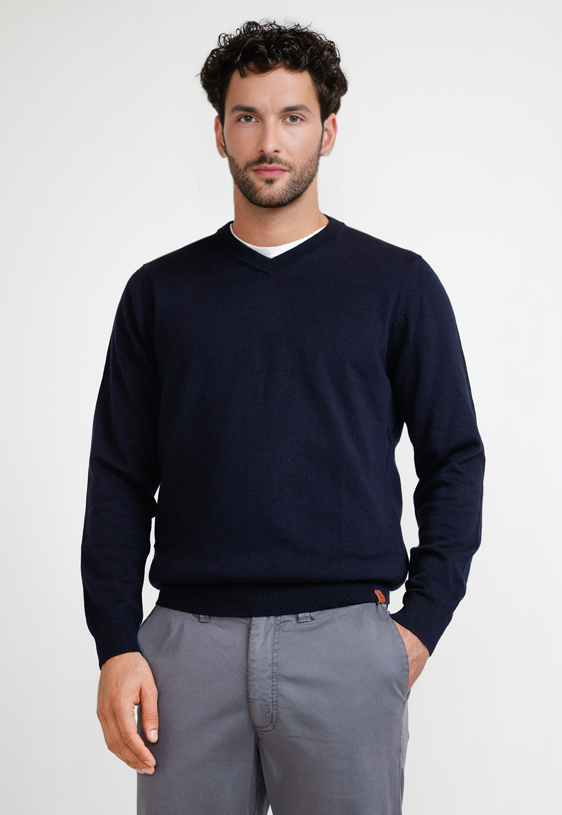 SWEATER HOMBRE CUELLO V PARROT AZUL MARINO - 1