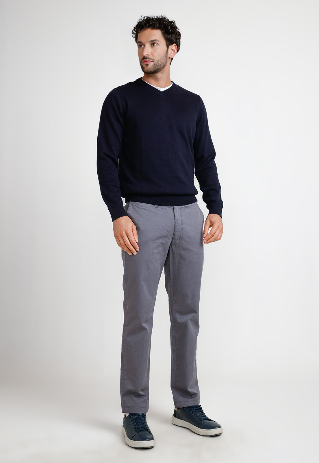 SWEATER HOMBRE CUELLO V PARROT AZUL MARINO - 4