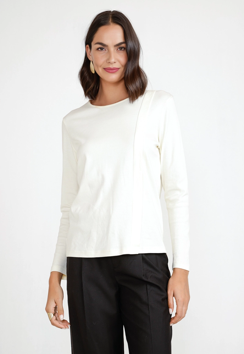 POLERA DE MUJER MODELO CECIL COLOR CRUDO - 1