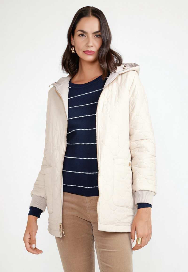 PARKA REVERSIBLE MUJER BEIGE - 1