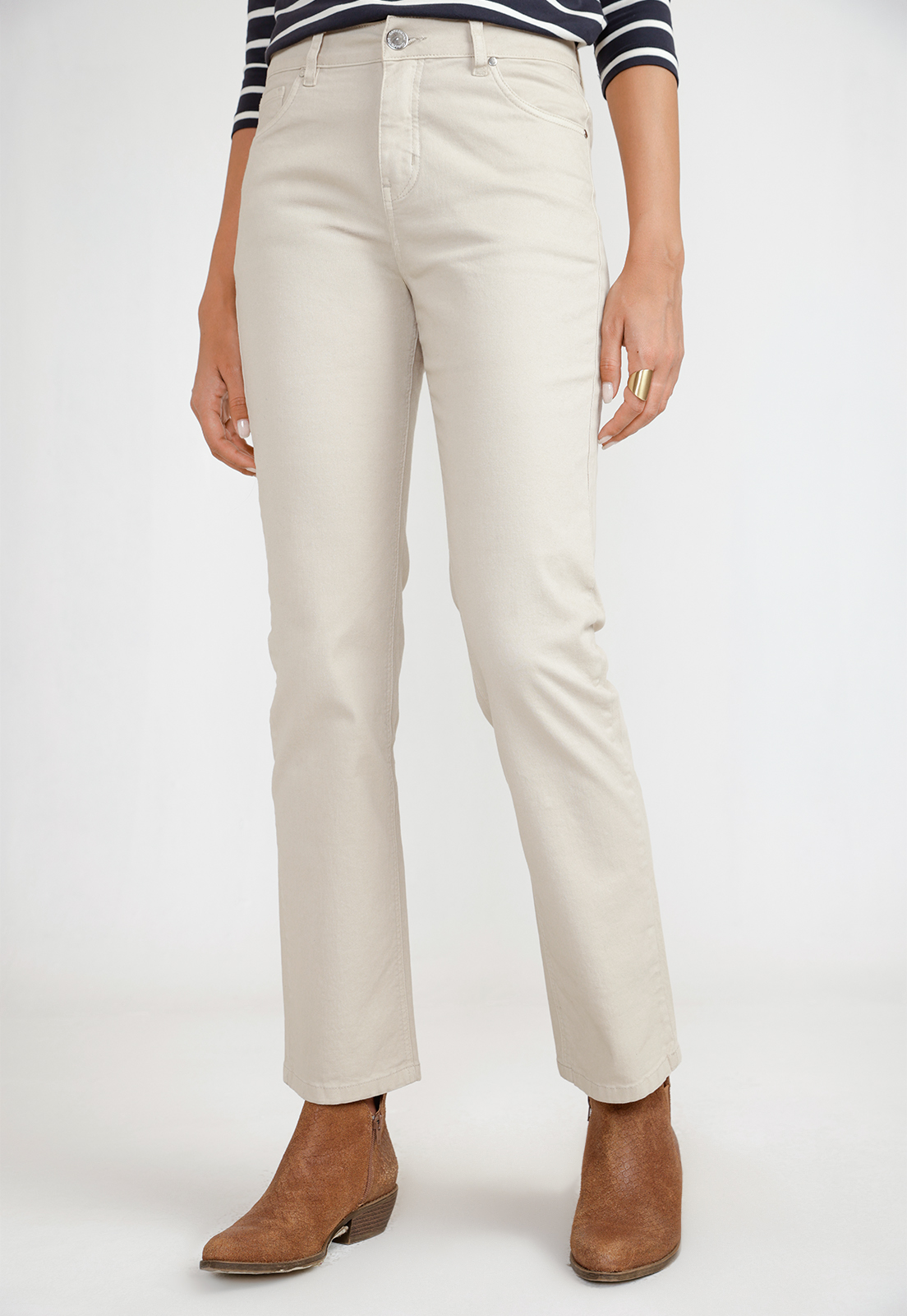 PANTALON BASICO MUJER ALGODON PERUANO BEIGE - 1