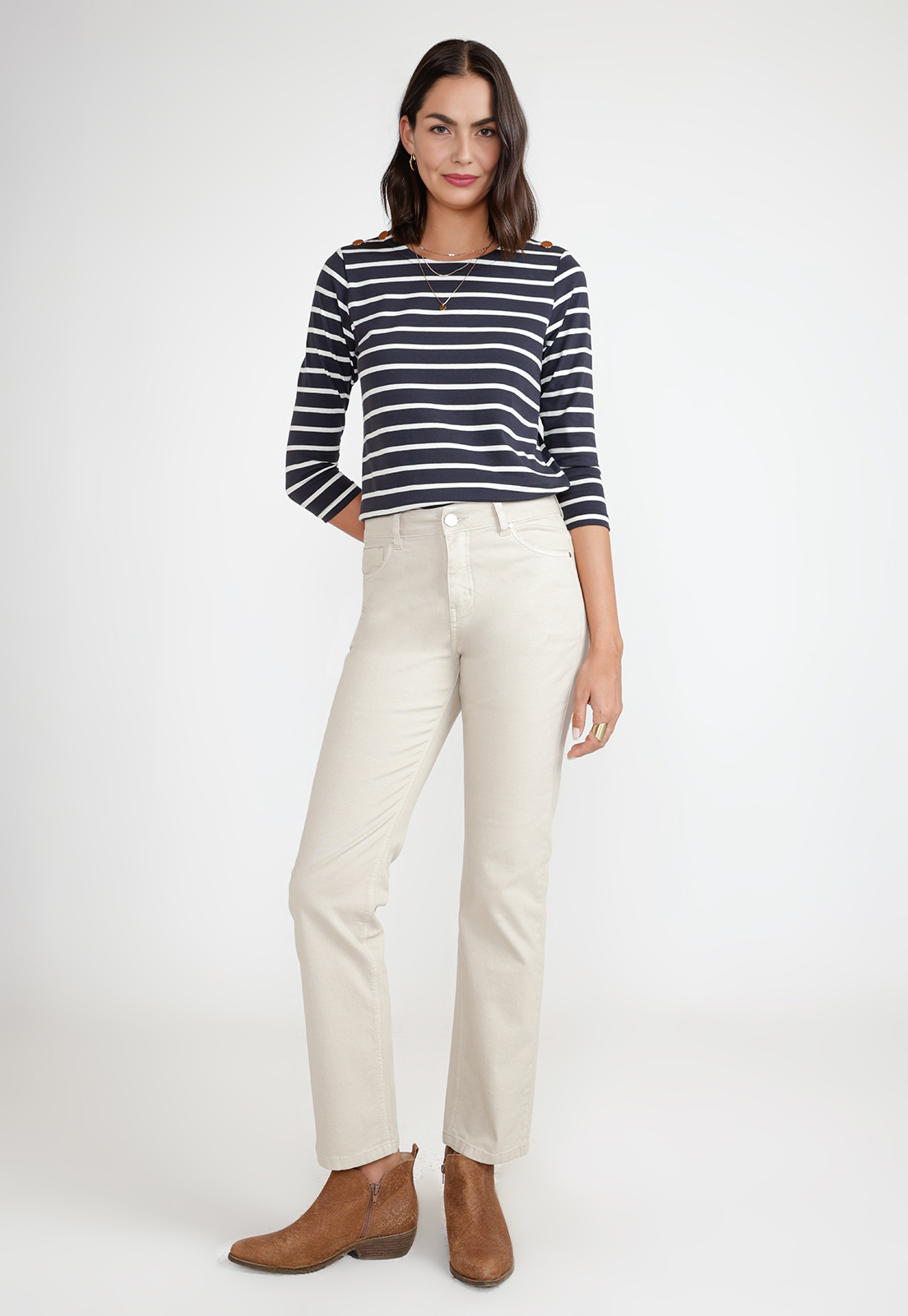 PANTALON BASICO MUJER ALGODON PERUANO BEIGE - 4
