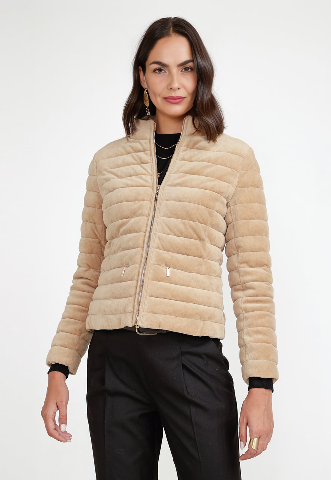 PARKA ACOLCHADA MUJER ALGODON BEIGE - 1