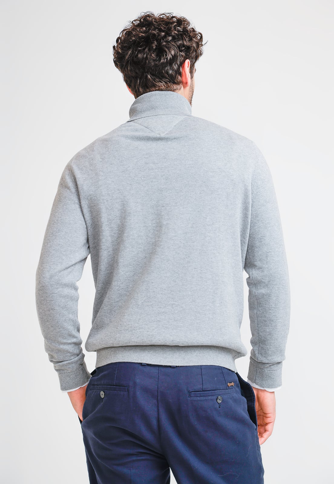 SWEATER HOMBRE CUELLO ALTO PHASTOS GRIS MELANGE - 2