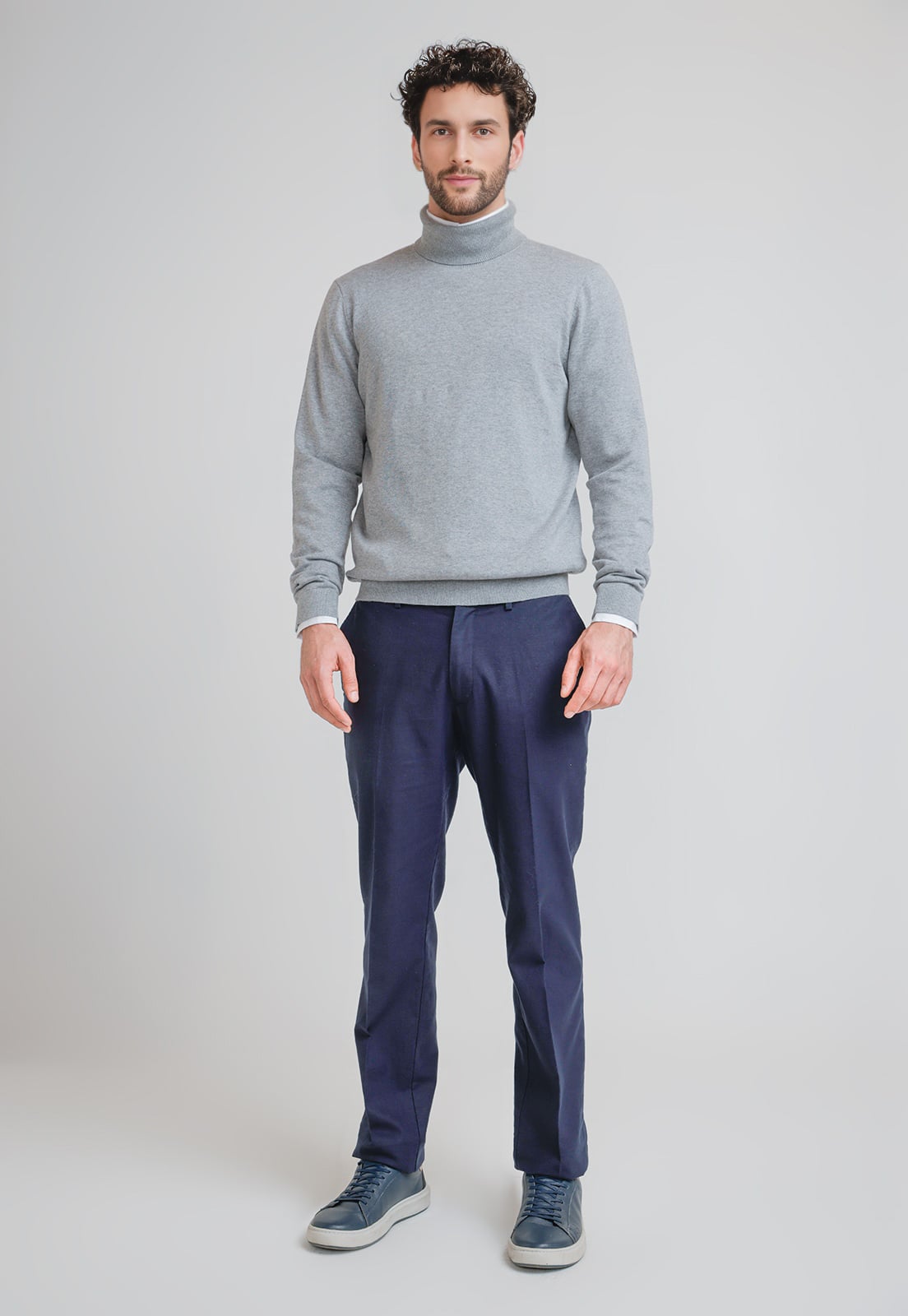 SWEATER HOMBRE CUELLO ALTO PHASTOS GRIS MELANGE - 4