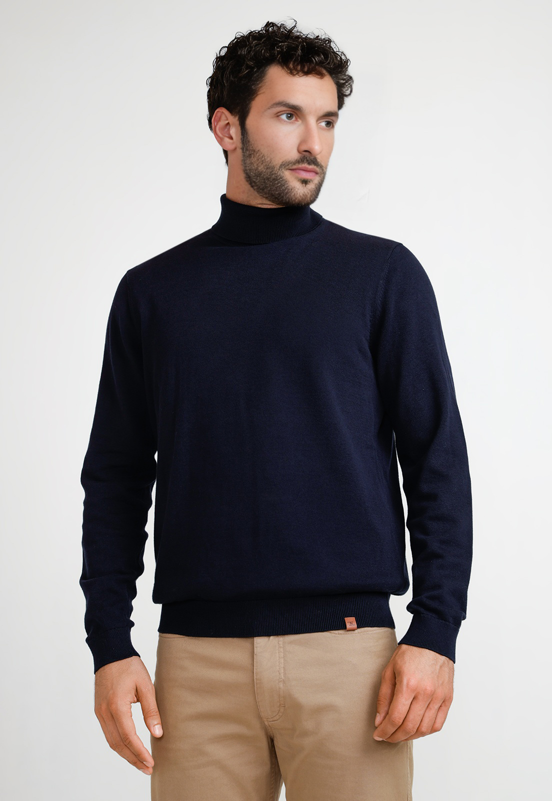SWEATER HOMBRE CUELLO ALTO PHASTOS AZUL MARINO - 1