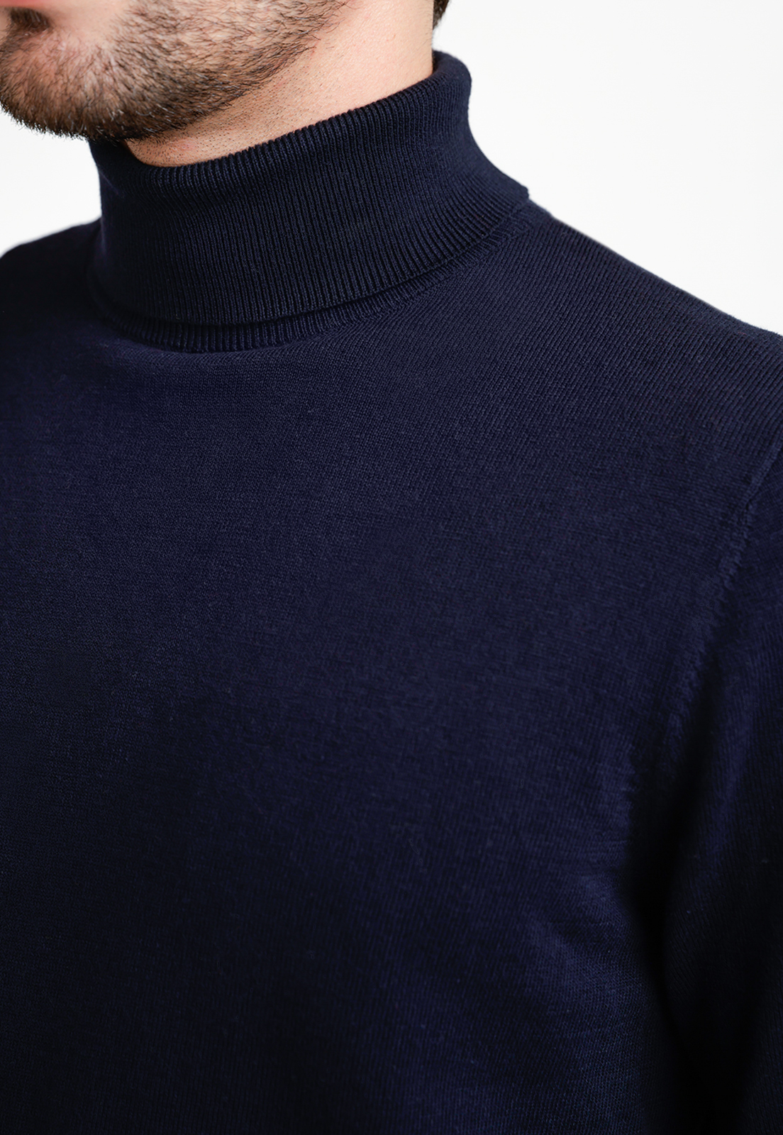 SWEATER HOMBRE CUELLO ALTO PHASTOS AZUL MARINO - 3