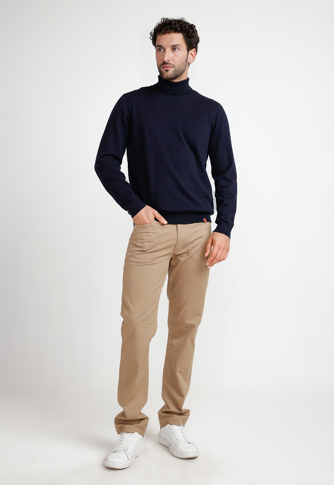 SWEATER HOMBRE CUELLO ALTO PHASTOS AZUL MARINO - 4