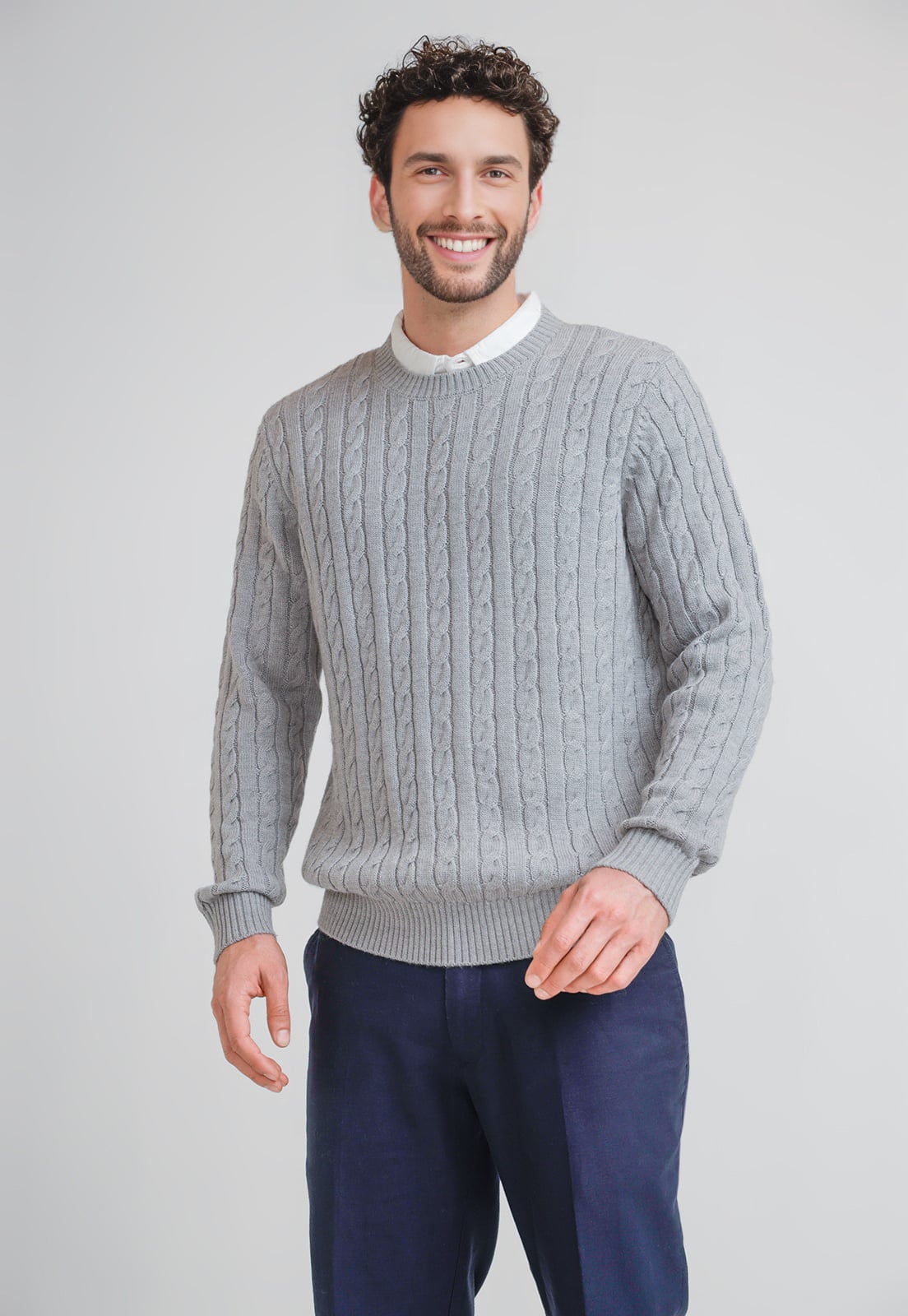 SWEATER HOMBRE TRENZADO PHANTOM GRIS MELANGE - 1