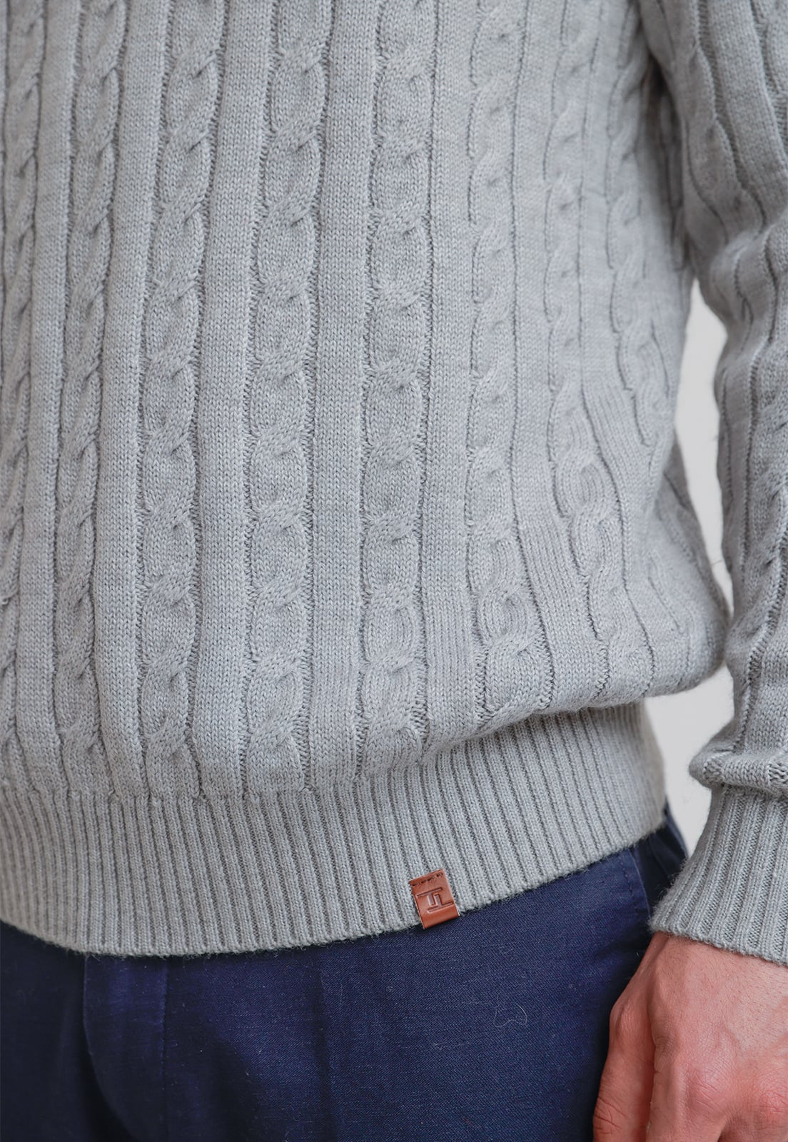 SWEATER HOMBRE TRENZADO PHANTOM GRIS MELANGE - 3