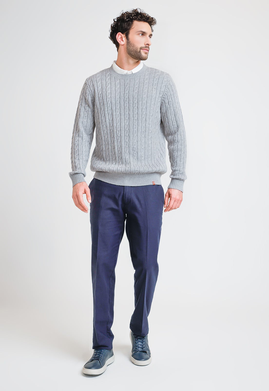 SWEATER HOMBRE TRENZADO PHANTOM GRIS MELANGE - 4