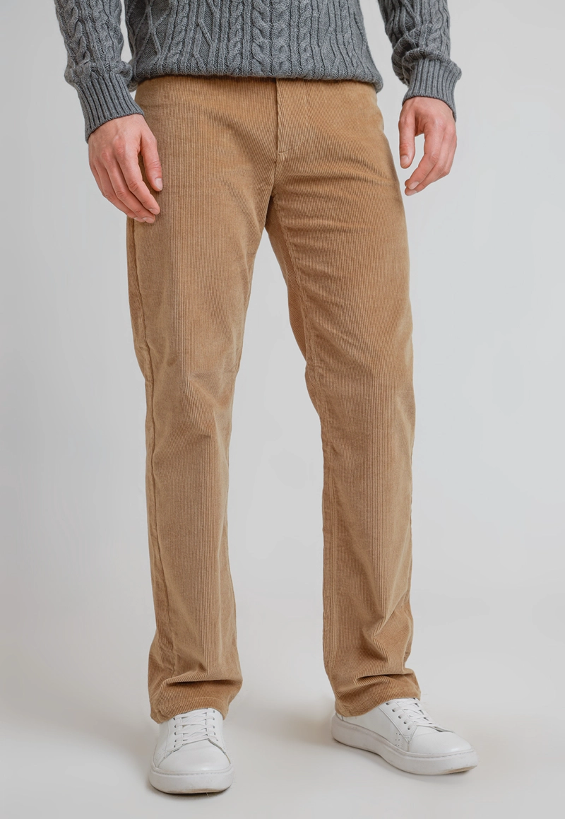 PANTALON CINCO BOLSILLOS DE COTELE  TABACO - 1