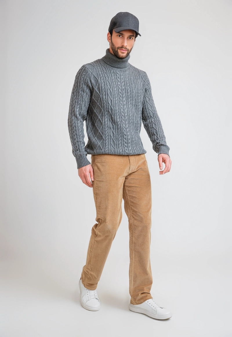 PANTALON CINCO BOLSILLOS DE COTELE  TABACO - 4