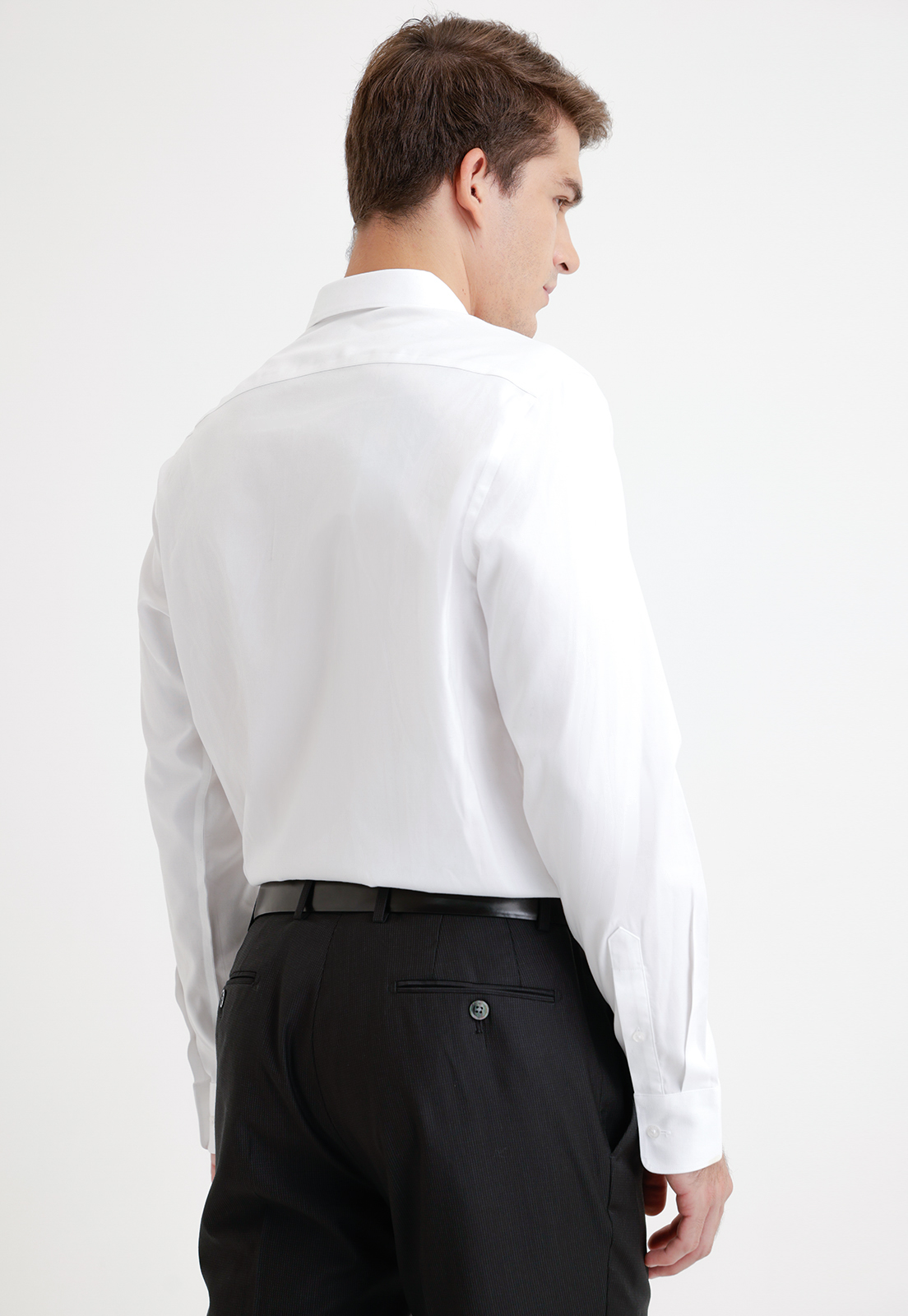 CAMISA FORMAL HOMBRE NON IRON ALGODON LISO BLANCO - 2