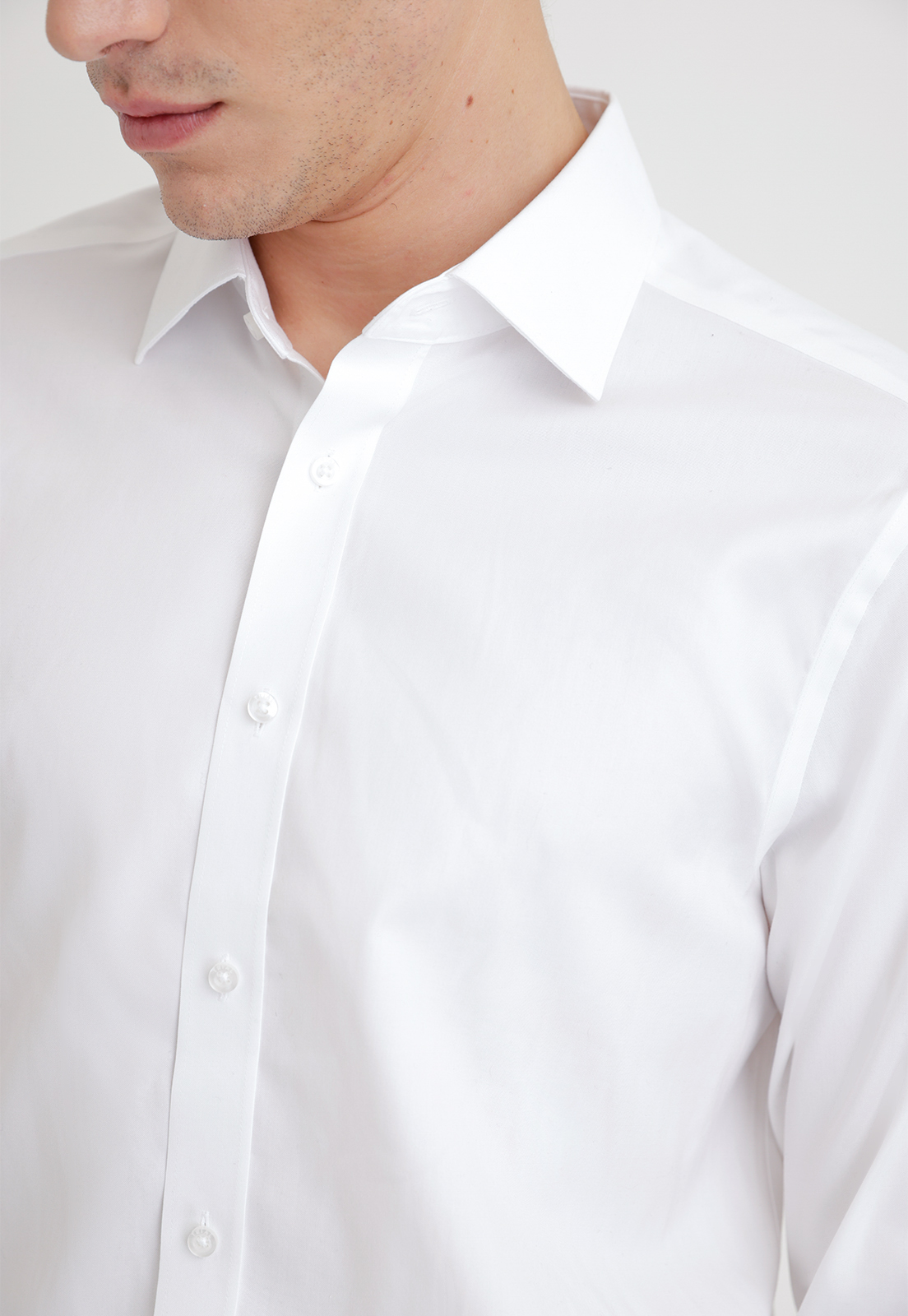 CAMISA FORMAL HOMBRE NON IRON ALGODON LISO BLANCO - 3