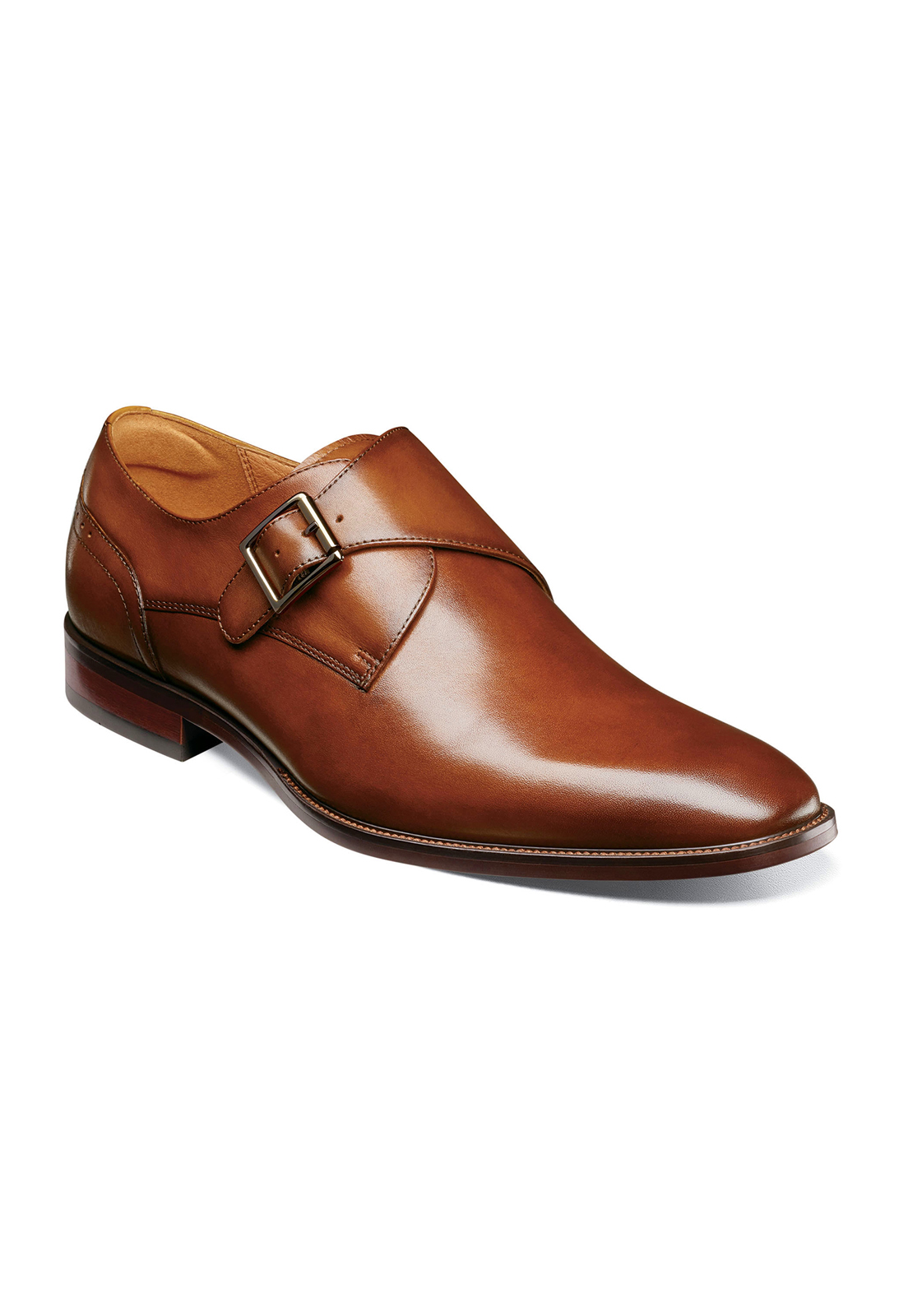 ZAPATO SORRENTO PLAIN TOE SINGLE MONK STRAP COGNAC - 1