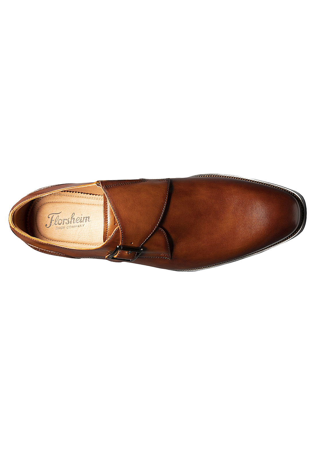 ZAPATO SORRENTO PLAIN TOE SINGLE MONK STRAP COGNAC - 7