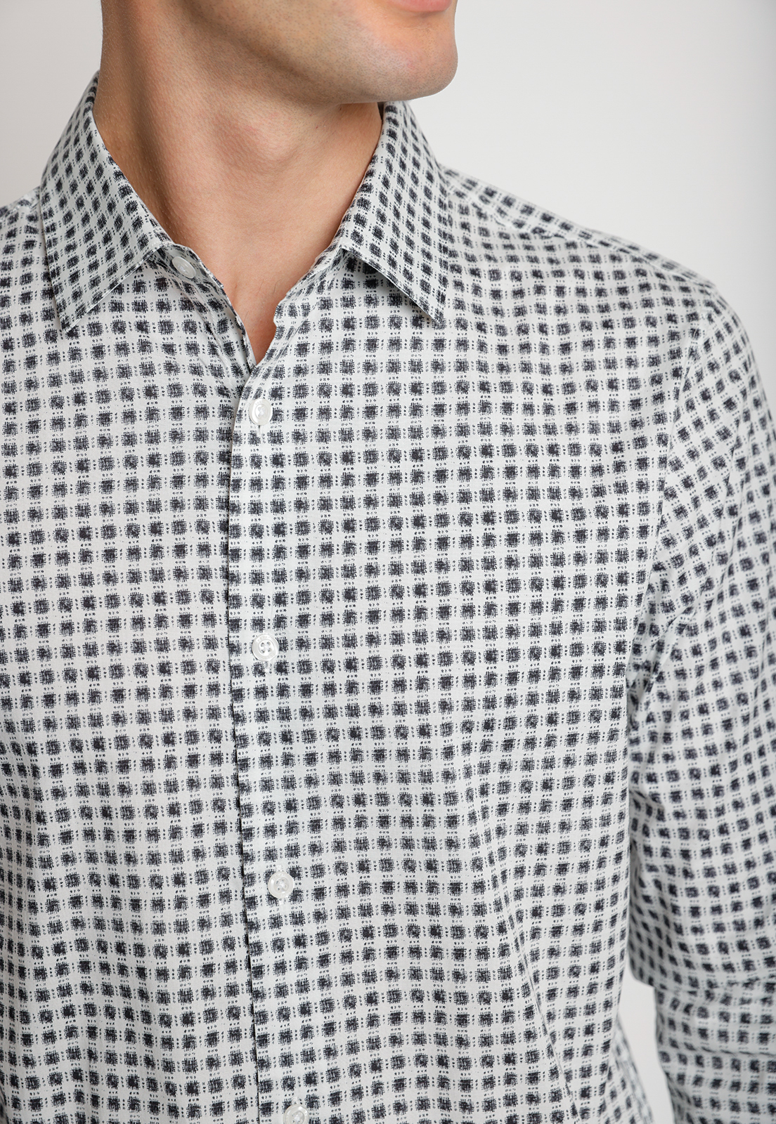 CAMISA HOMBRE STRETCH ESTAMPADA BLANCO - 3