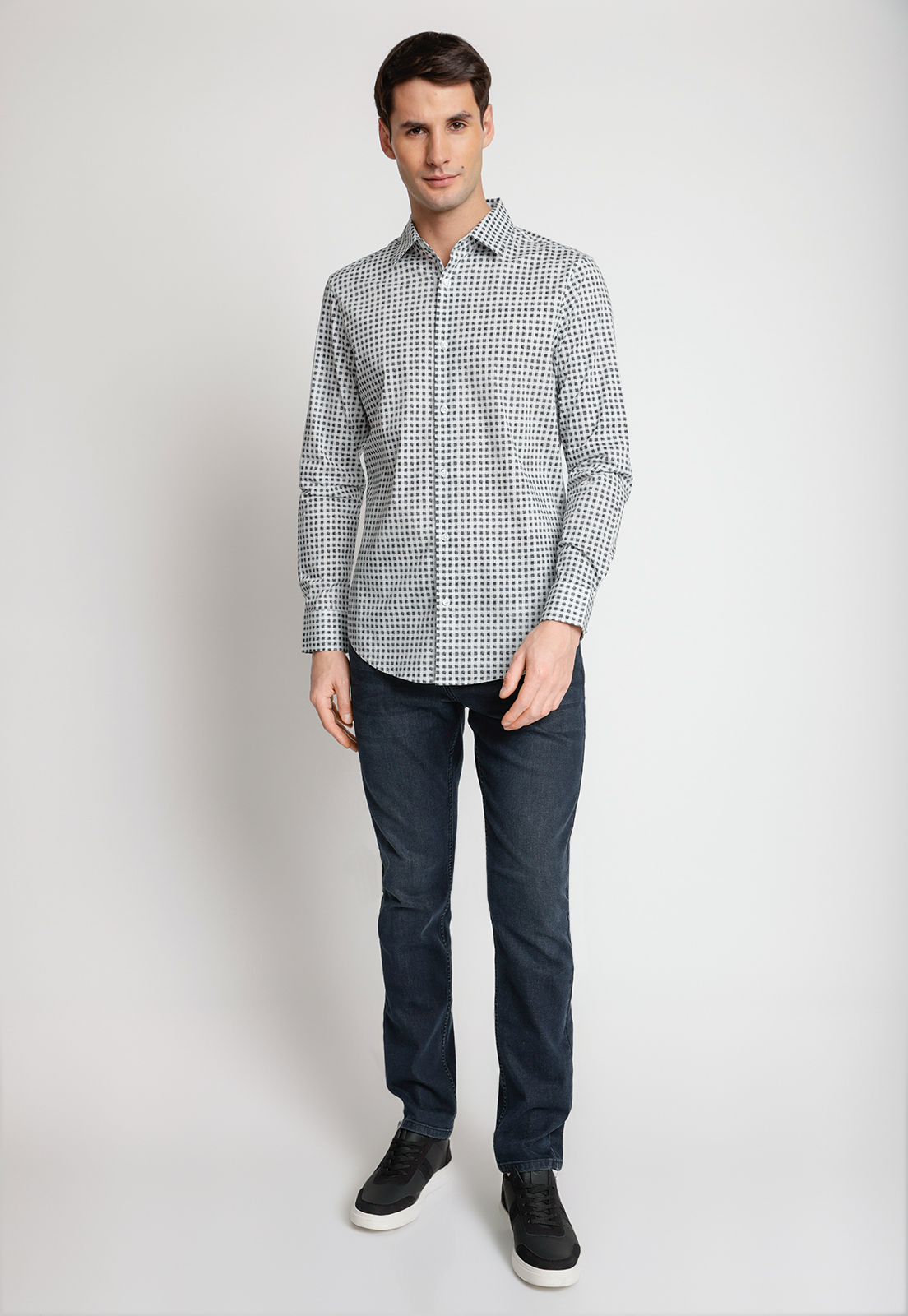 CAMISA HOMBRE STRETCH ESTAMPADA BLANCO - 4