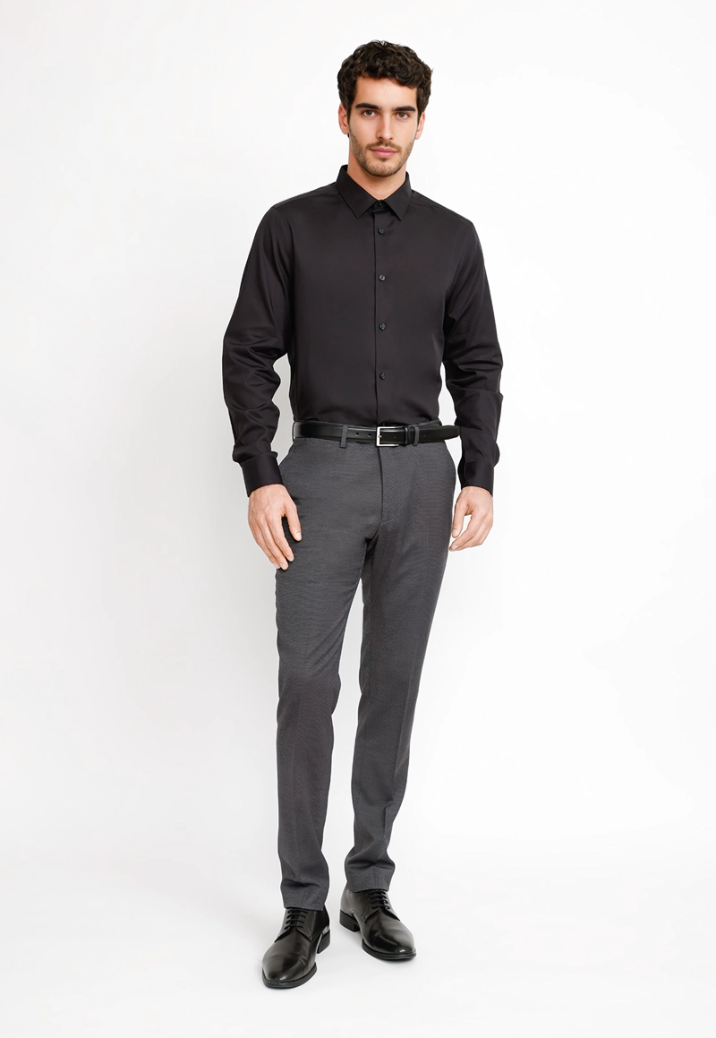 CAMISA HOMBRE FORMAL NON IRON (NO SE PLANCHA) NEGRO - 4
