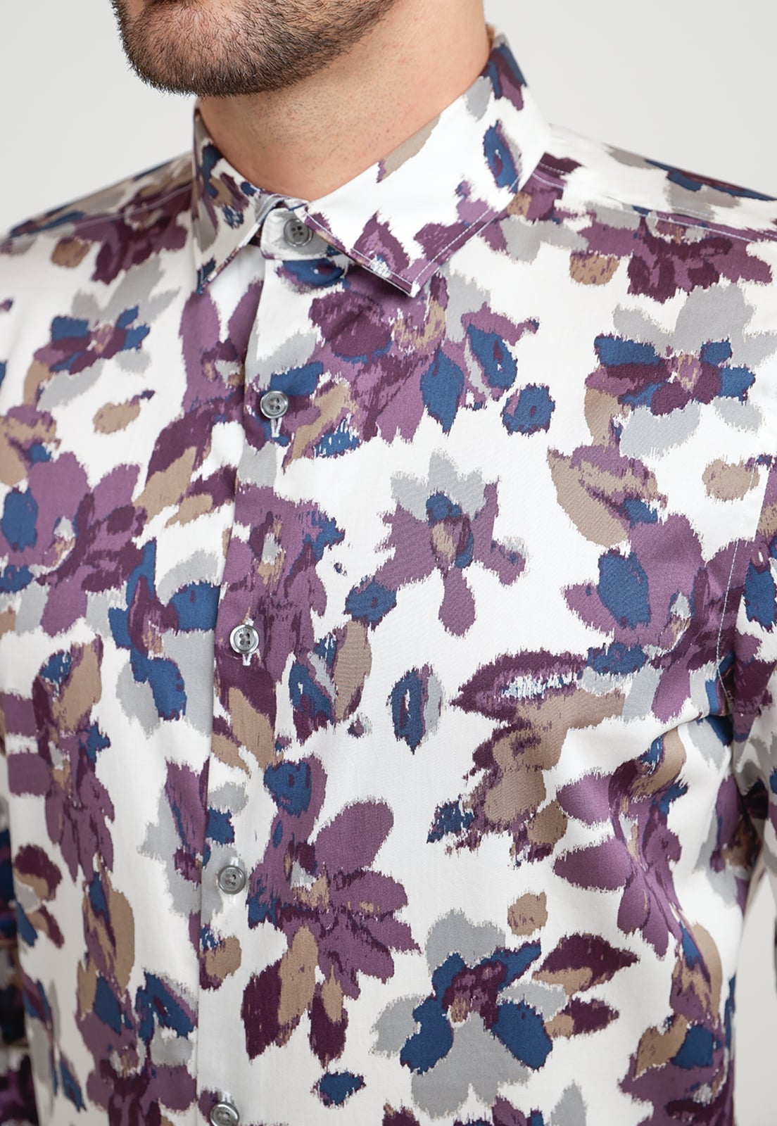 CAMISA HOMBRE ALGODON ESTAMPADA BEIGE - 3