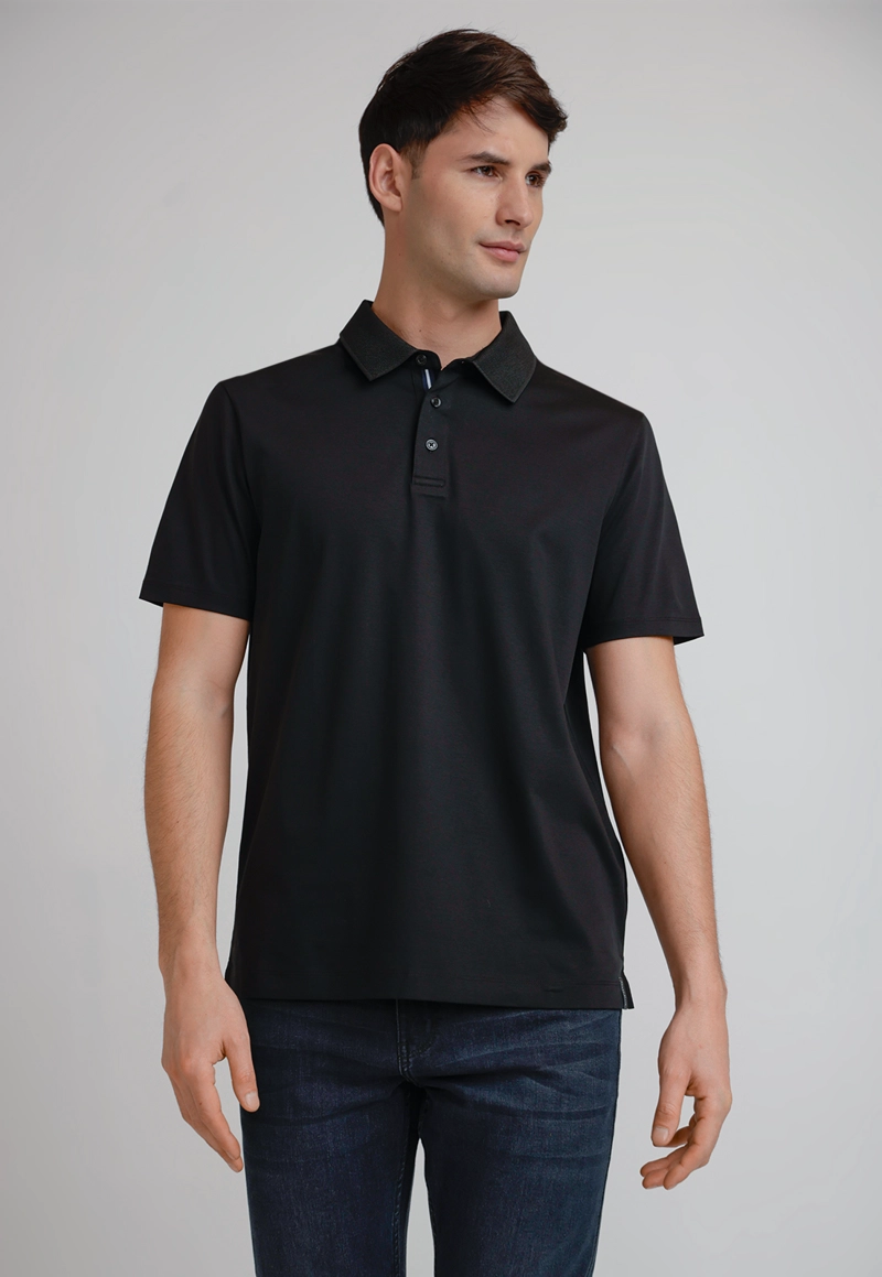 POLERA HOMBRE POLO MANGA CORTA NEGRA - 1