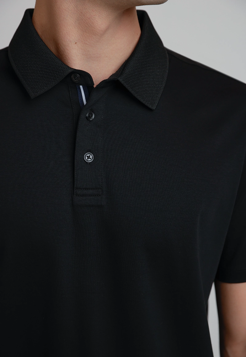 POLERA HOMBRE POLO MANGA CORTA NEGRA - 3