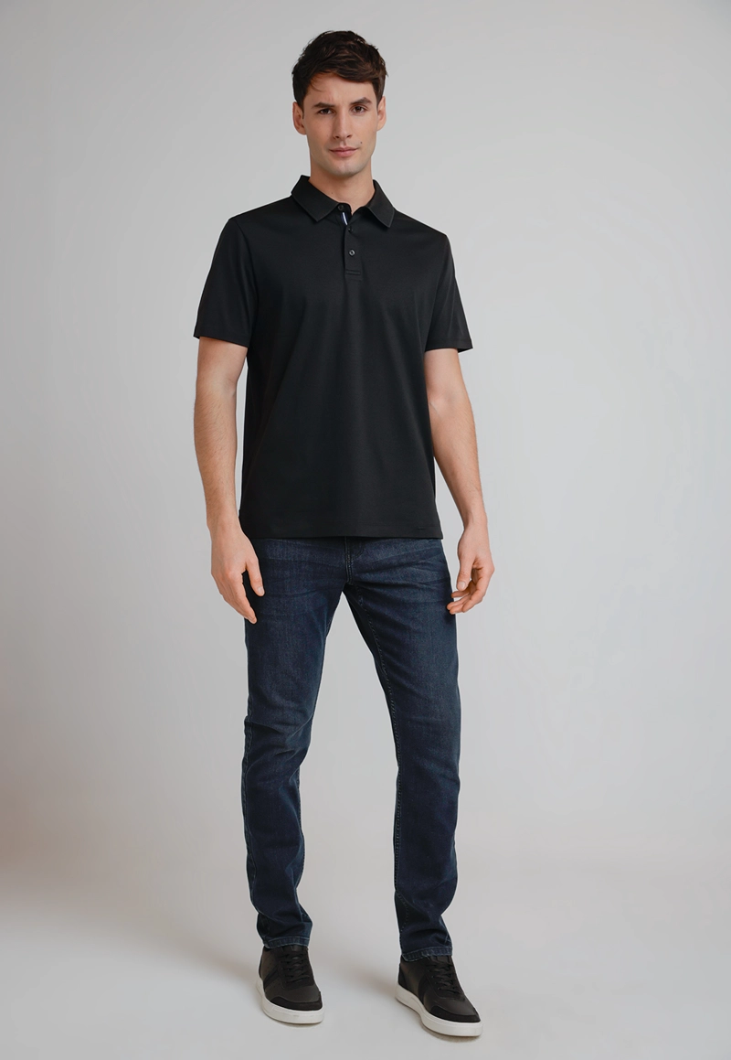POLERA HOMBRE POLO MANGA CORTA NEGRA - 4