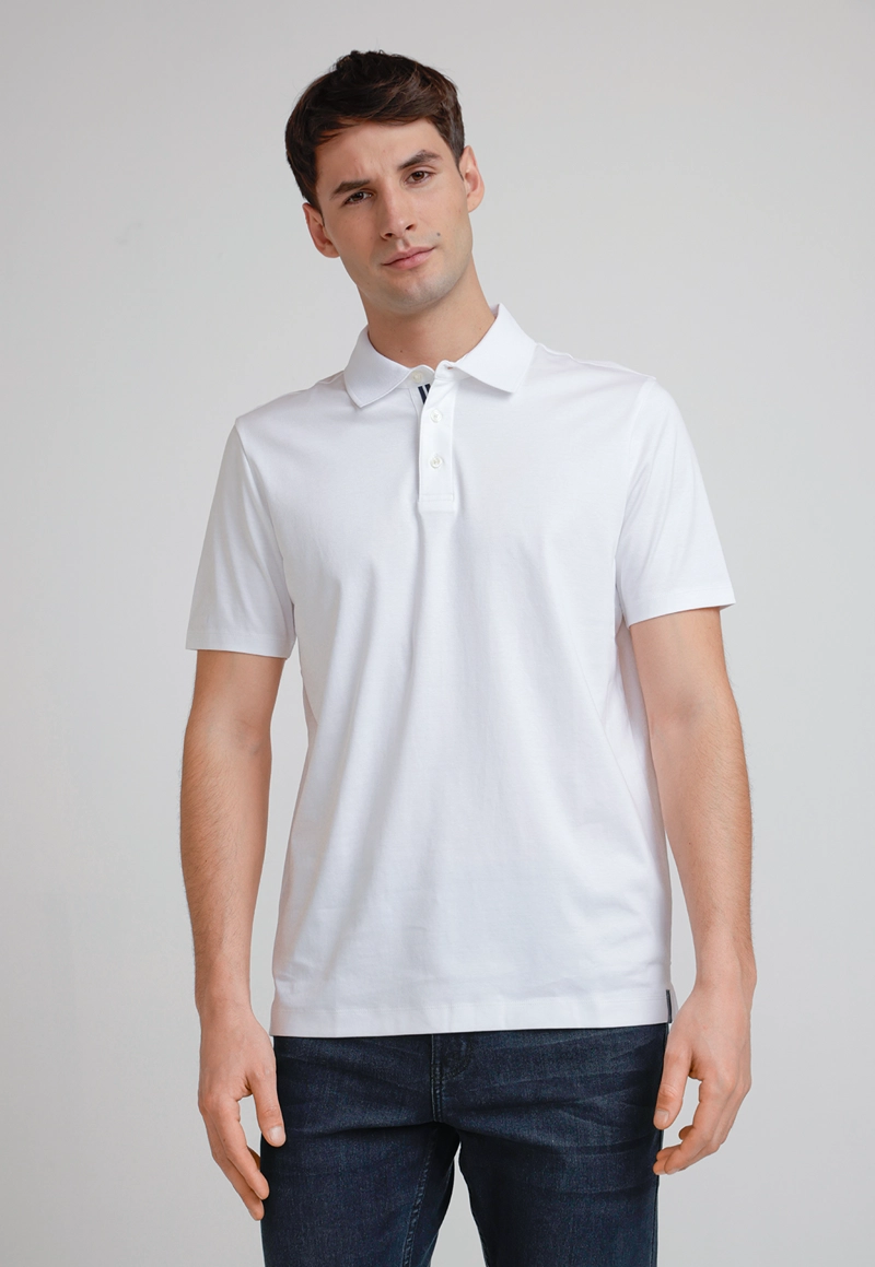 POLERA HOMBRE POLO MANGA CORTA BLANCA - 1