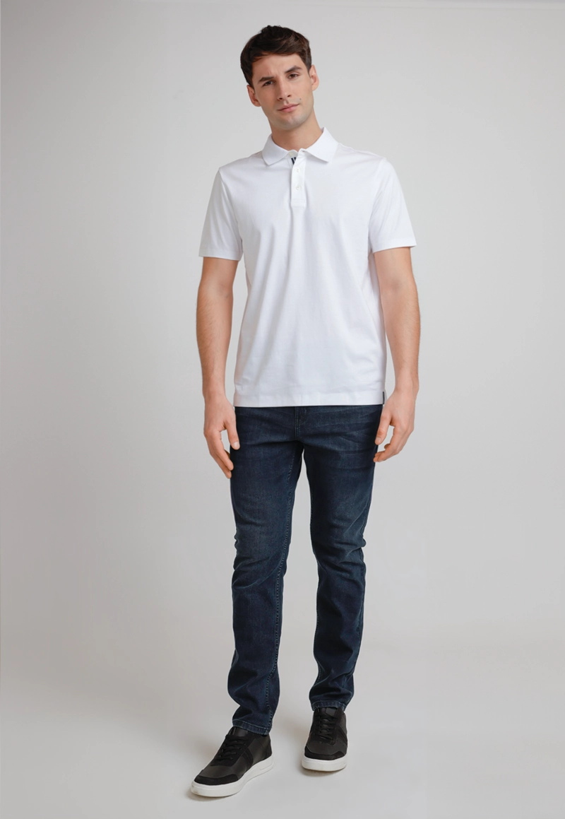 POLERA HOMBRE POLO MANGA CORTA BLANCA - 4