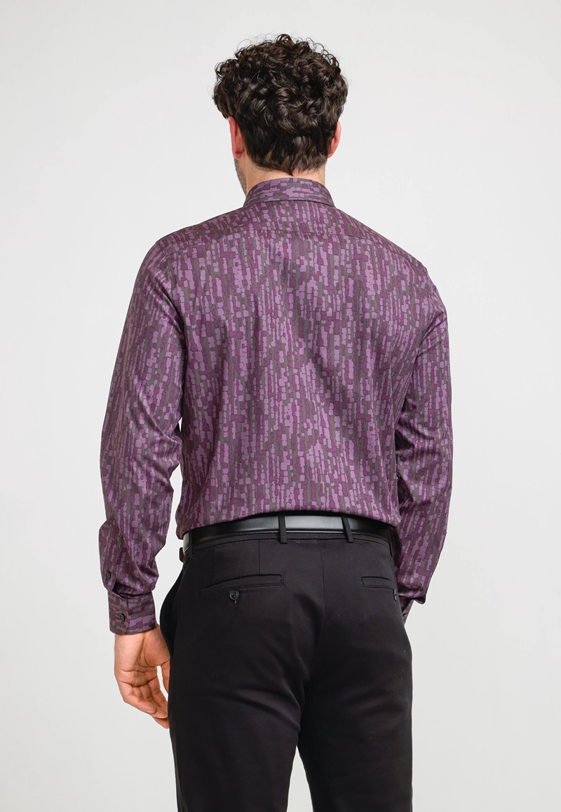 CAMISA HOMBRE STRETCH ESTAMPADA MORADO - 2
